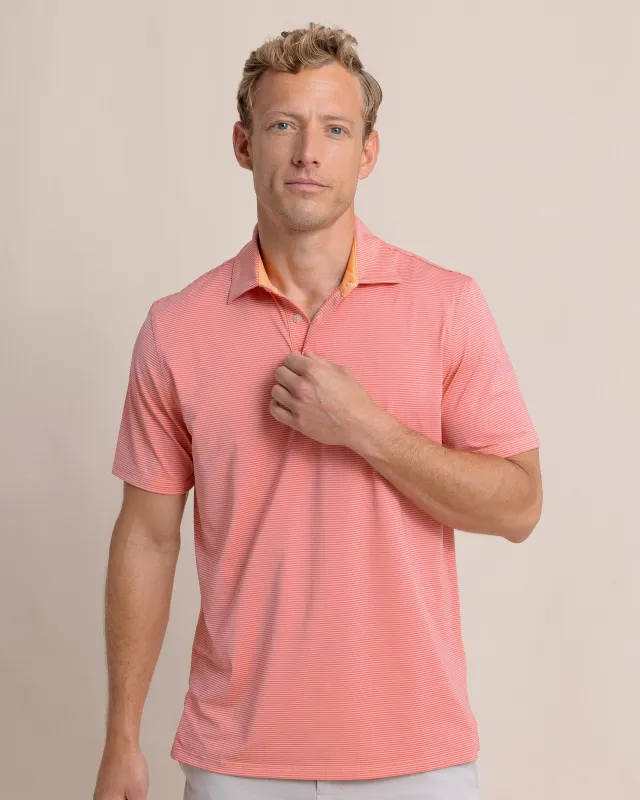 brrr°®-eeze Meadowbrook Stripe Polo - Cantaloupe sold by Southern Tide