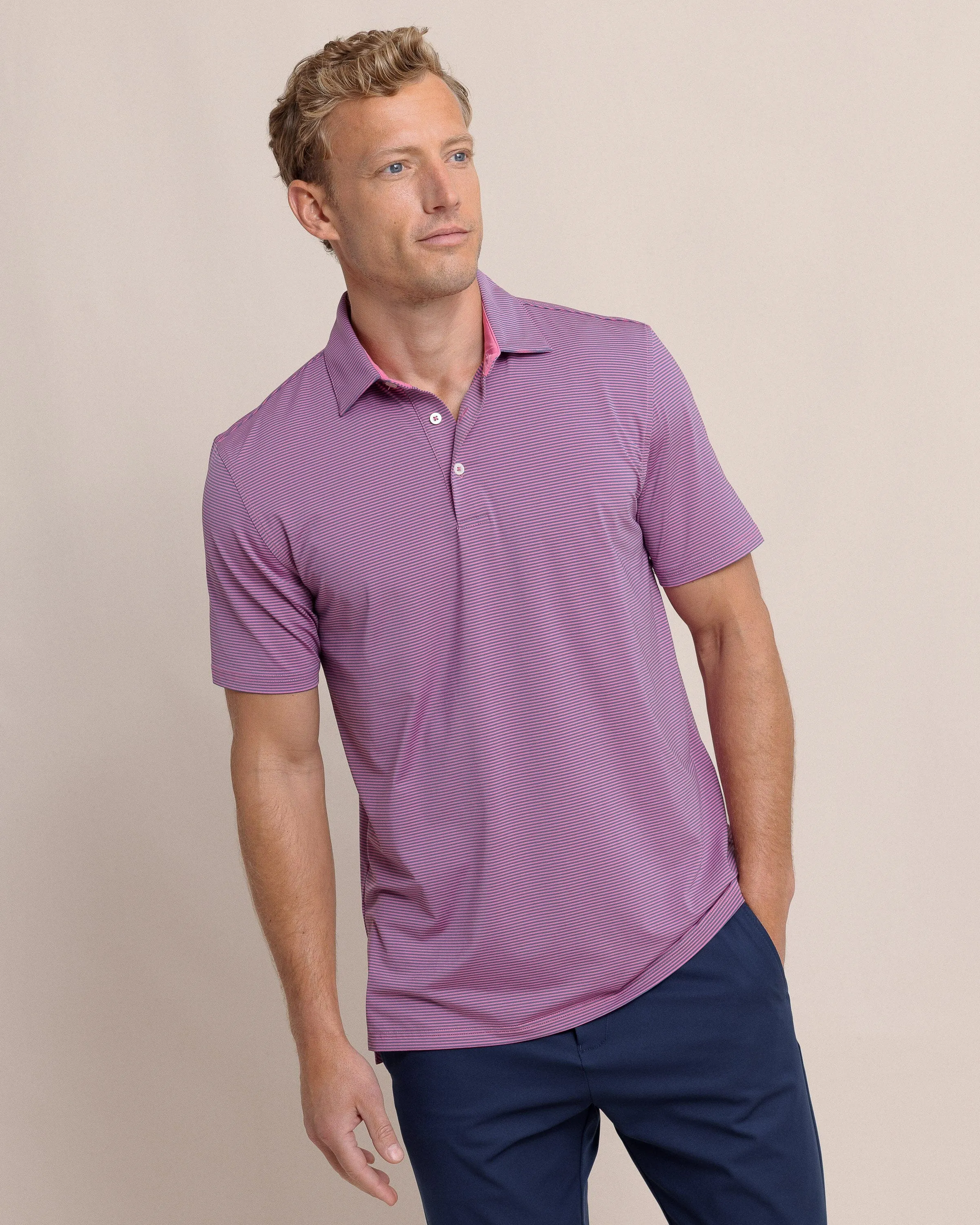 brrr°®-eeze Meadowbrook Stripe Polo - Very Berry sold by Southern Tide