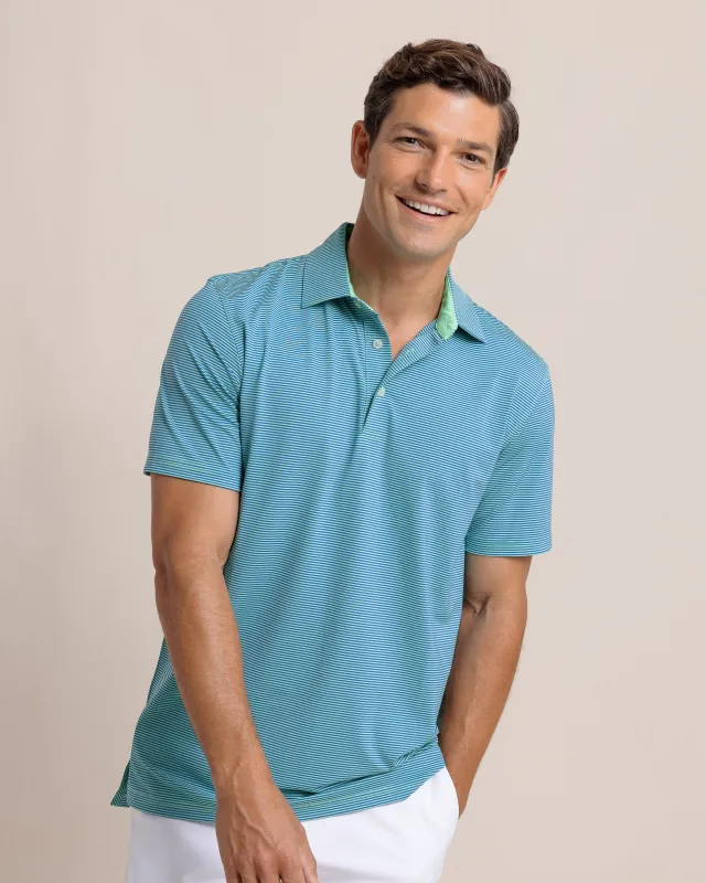 brrr°®-eeze Meadowbrook Stripe Polo - Parakeet sold by Southern Tide