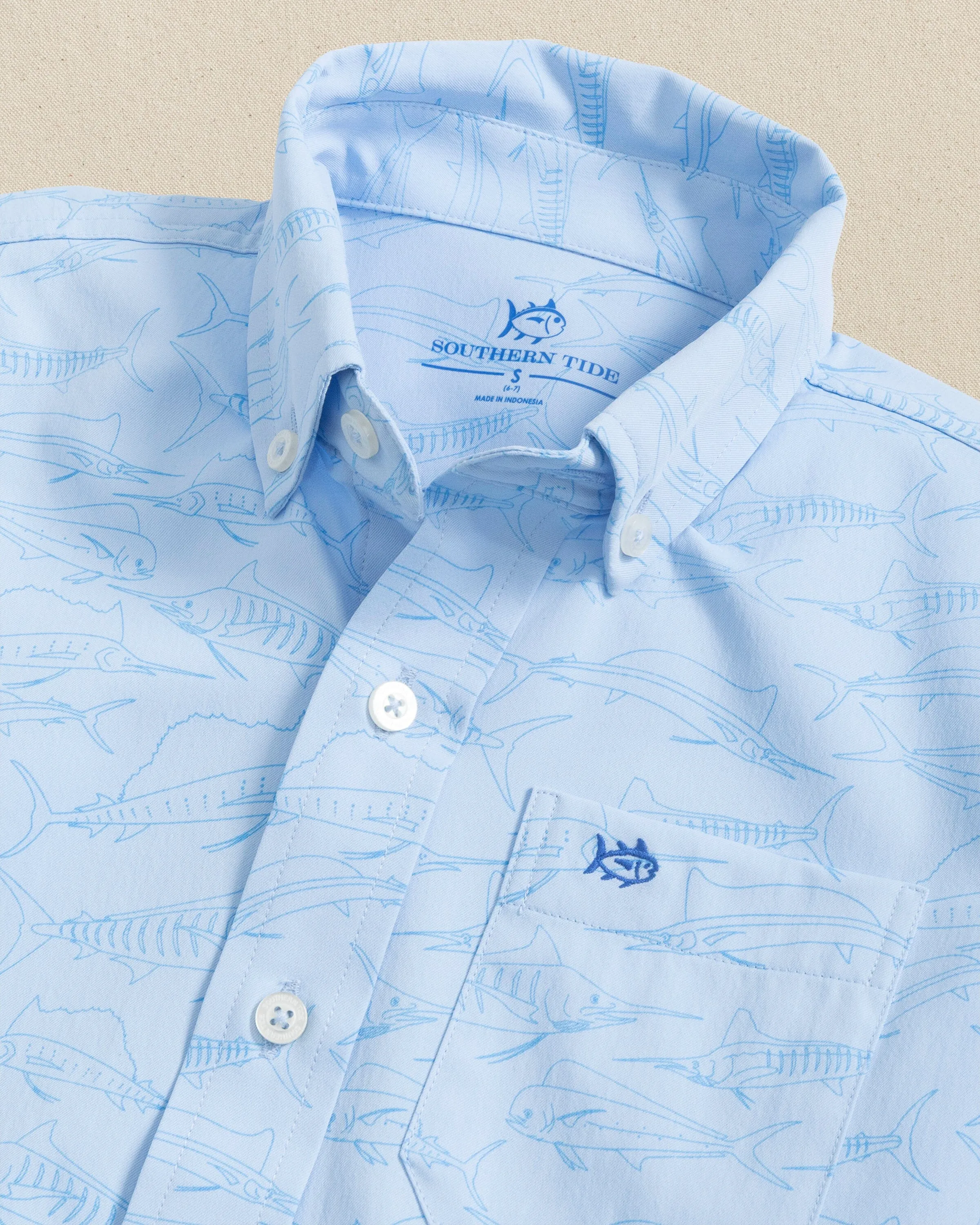 Boys Intercoastal Game Fish Short Sleeve Sport Shirt sold by Southern Tide product image thumbnail 3