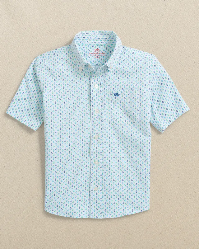 Boys Intercoastal Anchors Away Short Sleeve Sport Shirt sold by Southern Tide