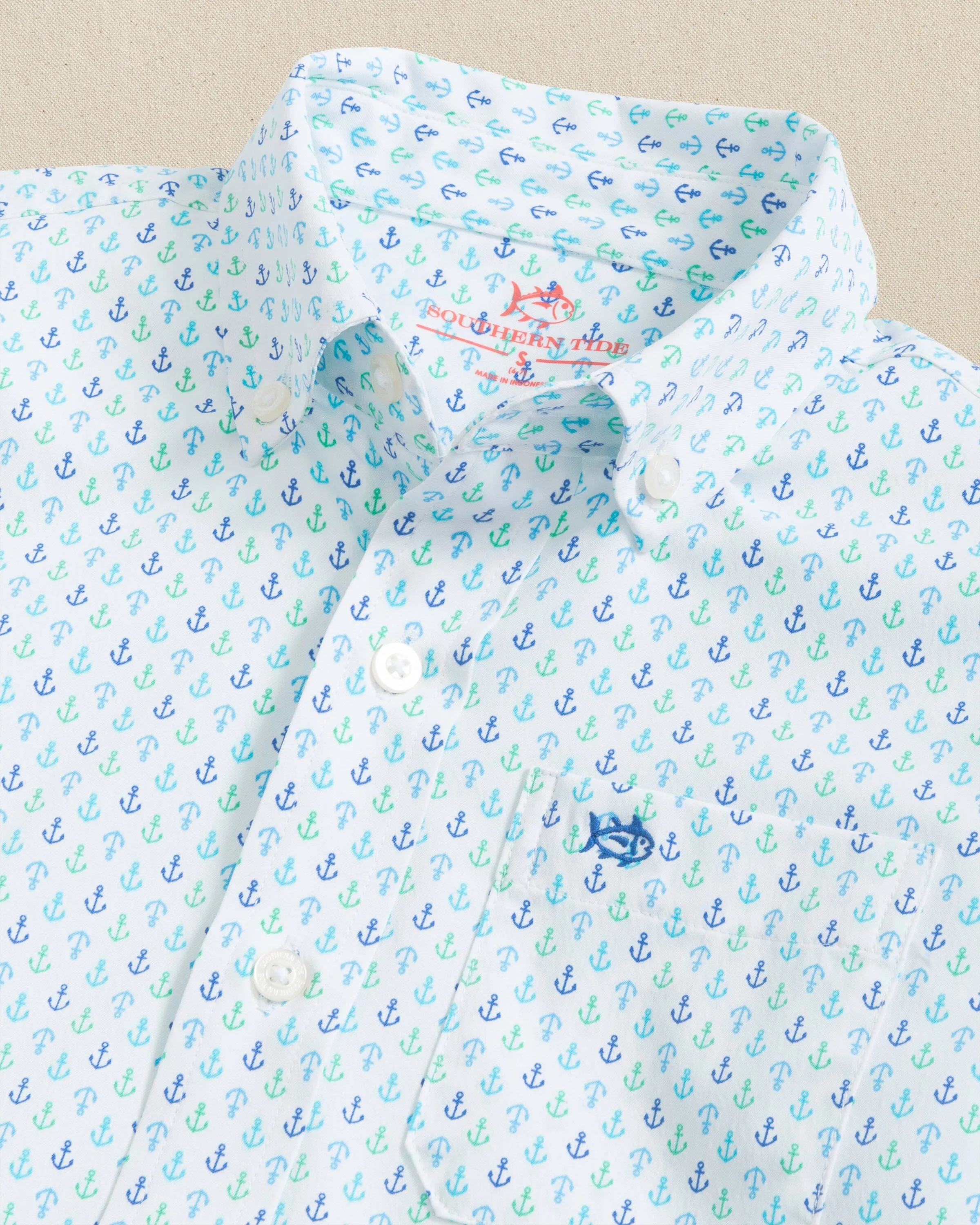 Boys Intercoastal Anchors Away Short Sleeve Sport Shirt sold by Southern Tide product image thumbnail 2