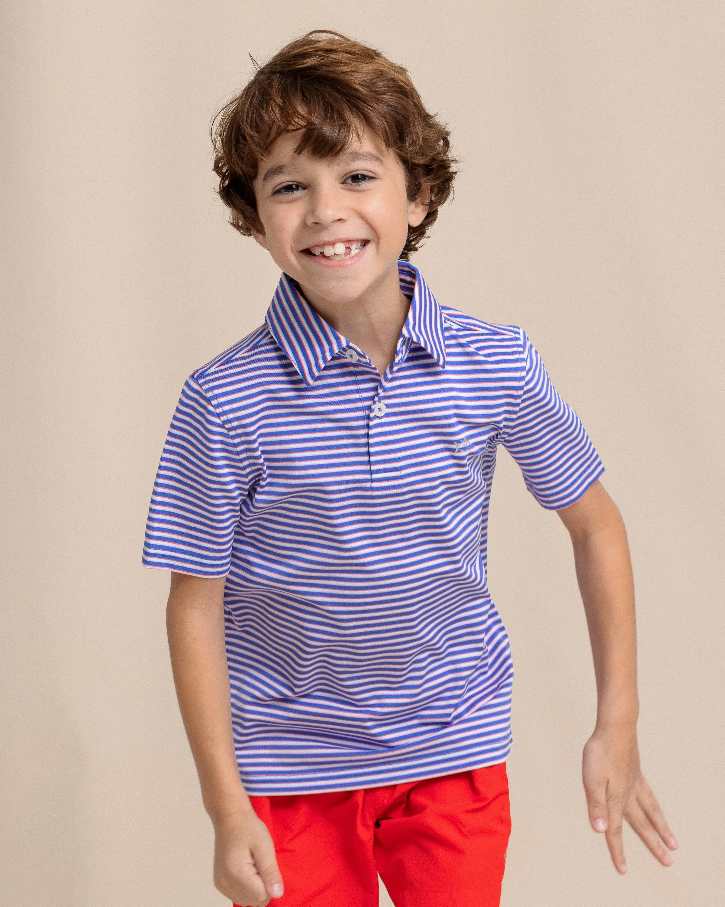 Boys Driver Caravel Stripe Performance Polo sold by Southern Tide product image thumbnail 4
