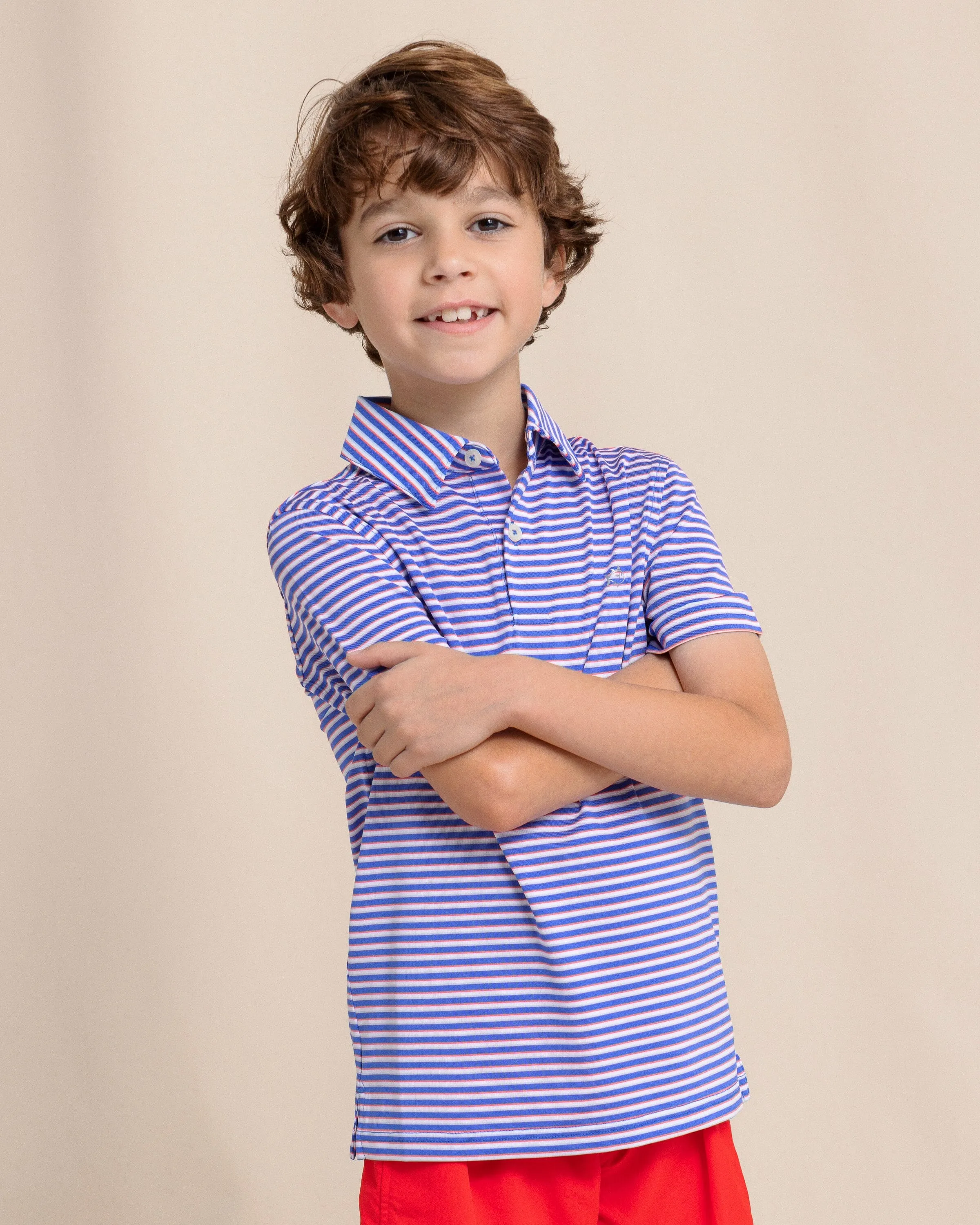 Boys Driver Caravel Stripe Performance Polo sold by Southern Tide product image thumbnail 3