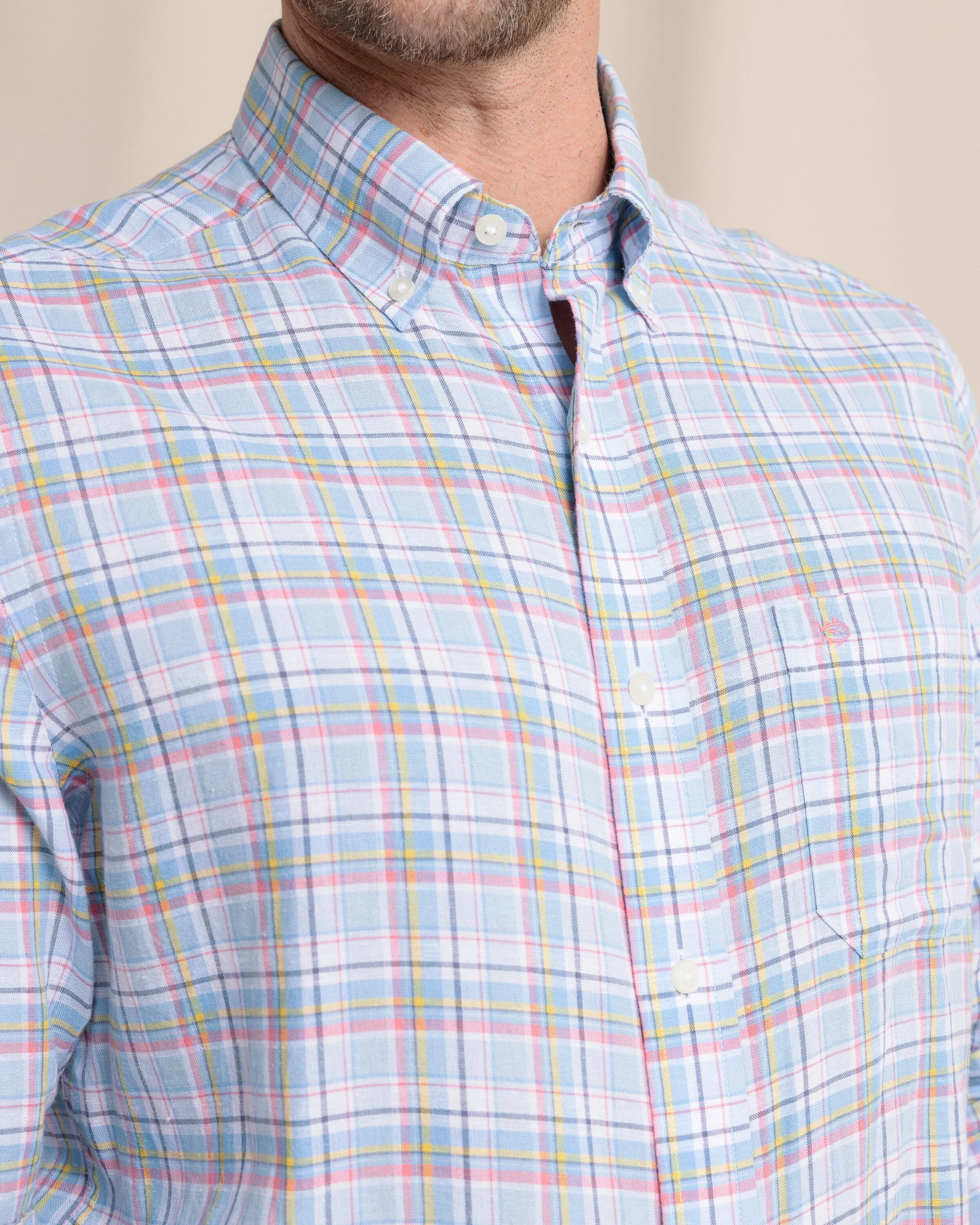 Emerald Shores Plaid Headland Long Sleeve Sport Shirt sold by Southern Tide product image thumbnail 5