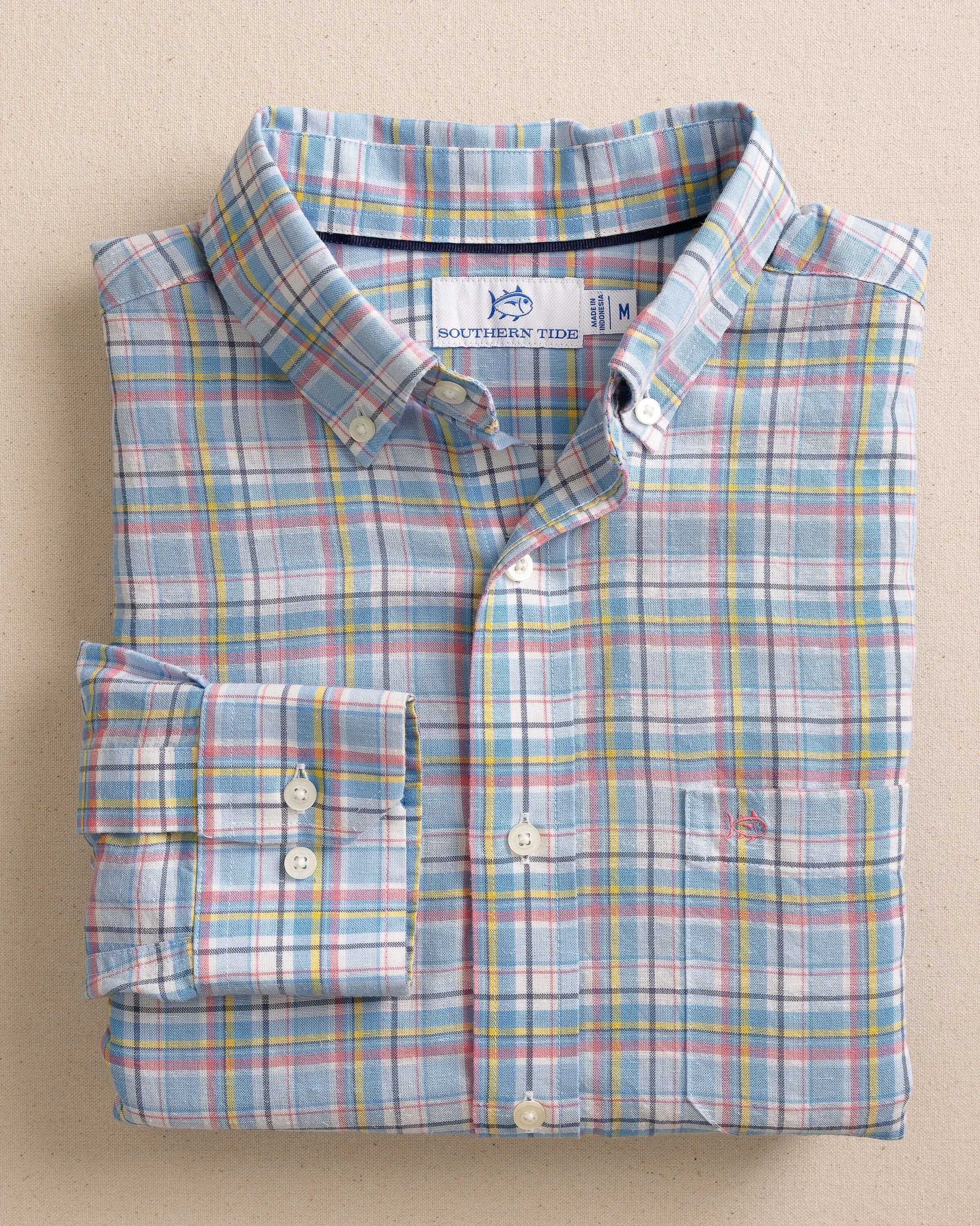 Emerald Shores Plaid Headland Long Sleeve Sport Shirt sold by Southern Tide