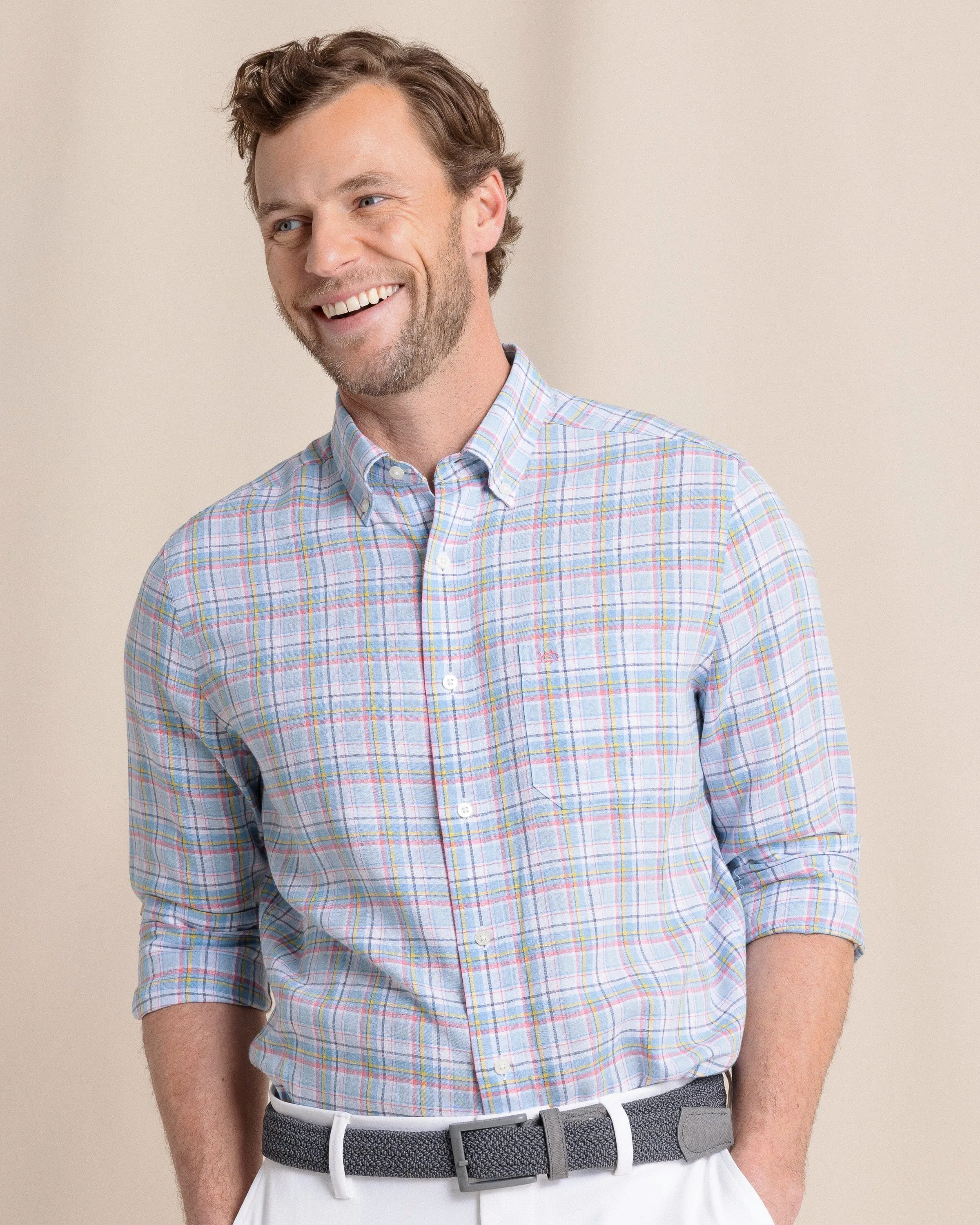 Emerald Shores Plaid Headland Long Sleeve Sport Shirt sold by Southern Tide product image thumbnail 3