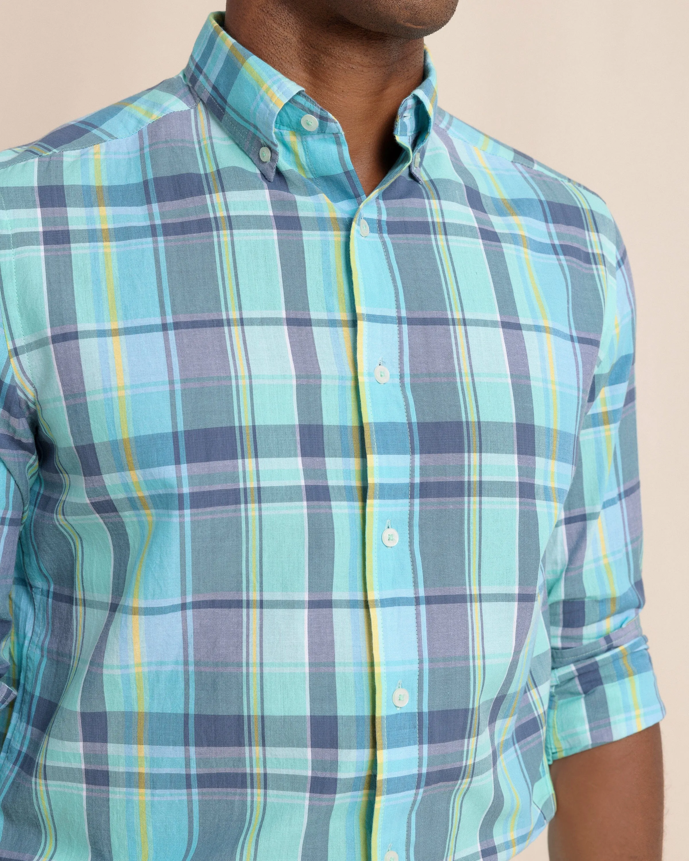 Crystal Cove Madras Plaid Long Sleeve Sport Shirt sold by Southern Tide product image thumbnail 5