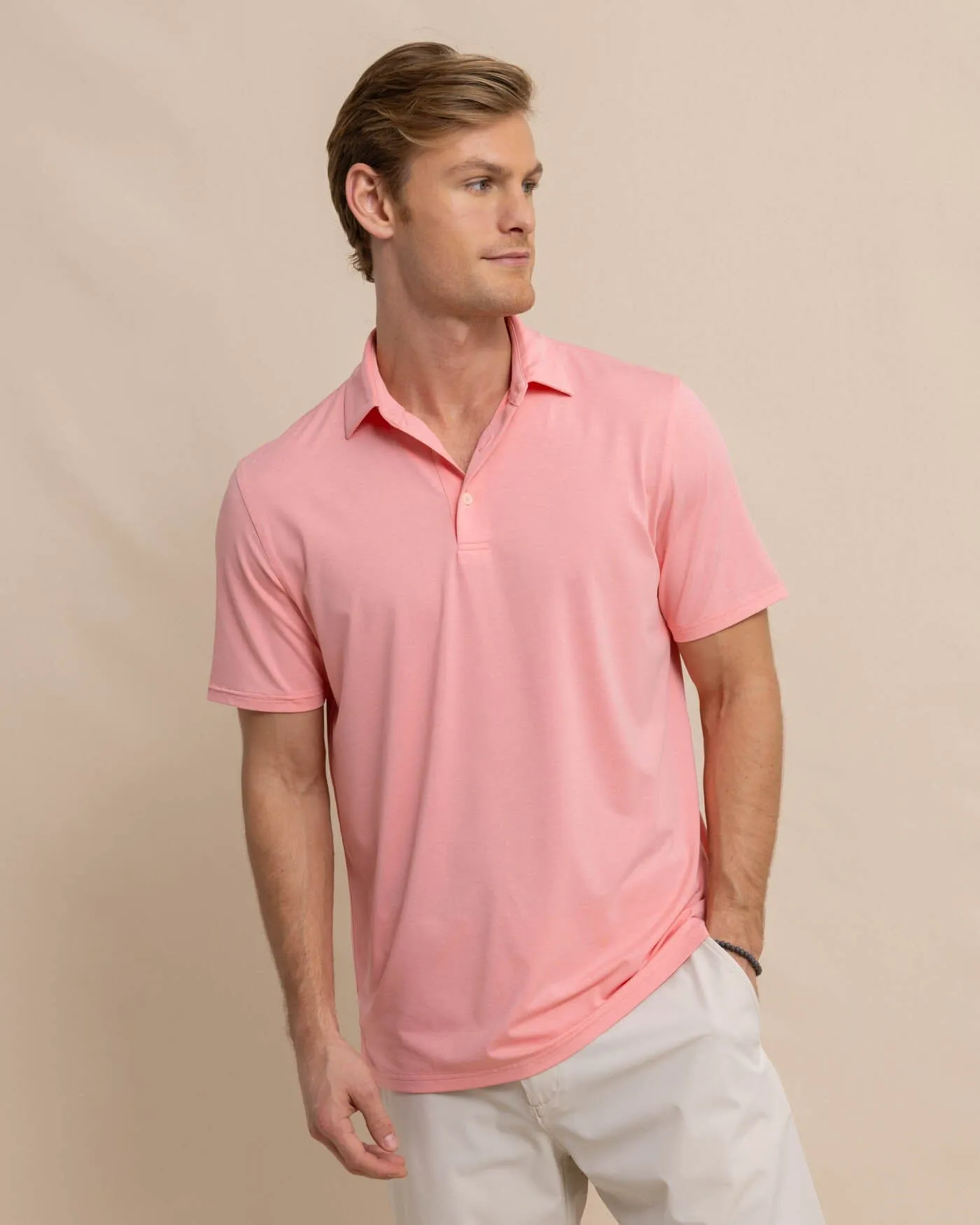brrr°®-eeze Heather Performance Polo Shirt - Heather Flamingo Pink sold by Southern Tide