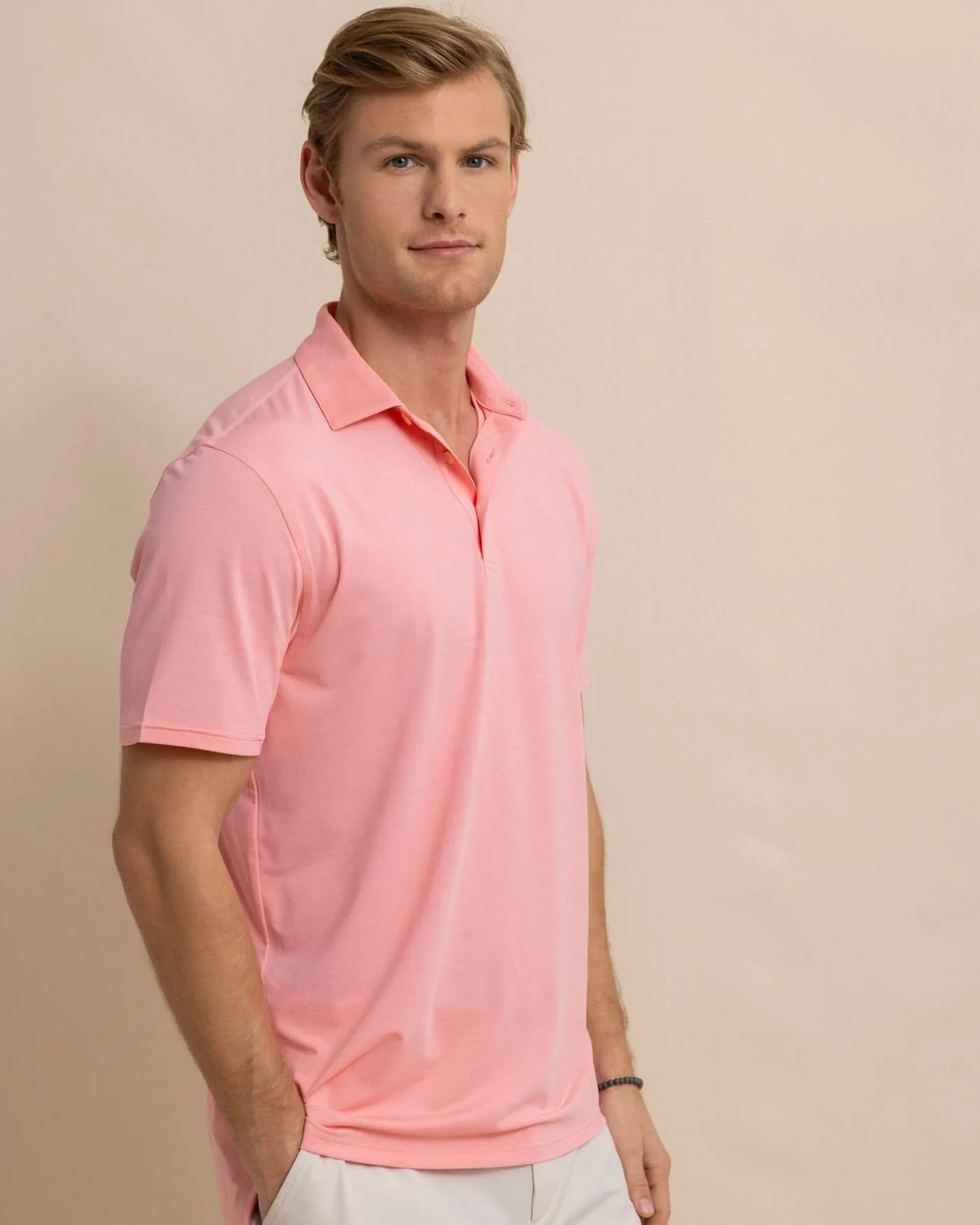 brrr°®-eeze Heather Performance Polo Shirt - Heather Flamingo Pink sold by Southern Tide product image thumbnail 4