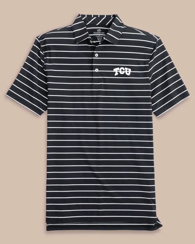 TCU Horned Frogs brrr°®-eeze Desmond Stripe Polo sold by Southern Tide