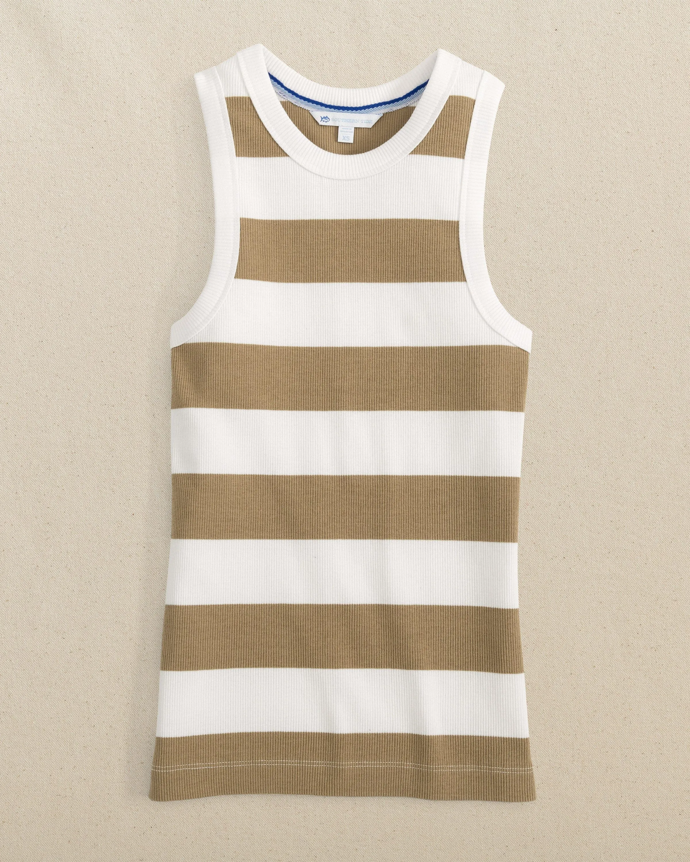 Ryan Striped Rib Tank - Travertine sold by Southern Tide