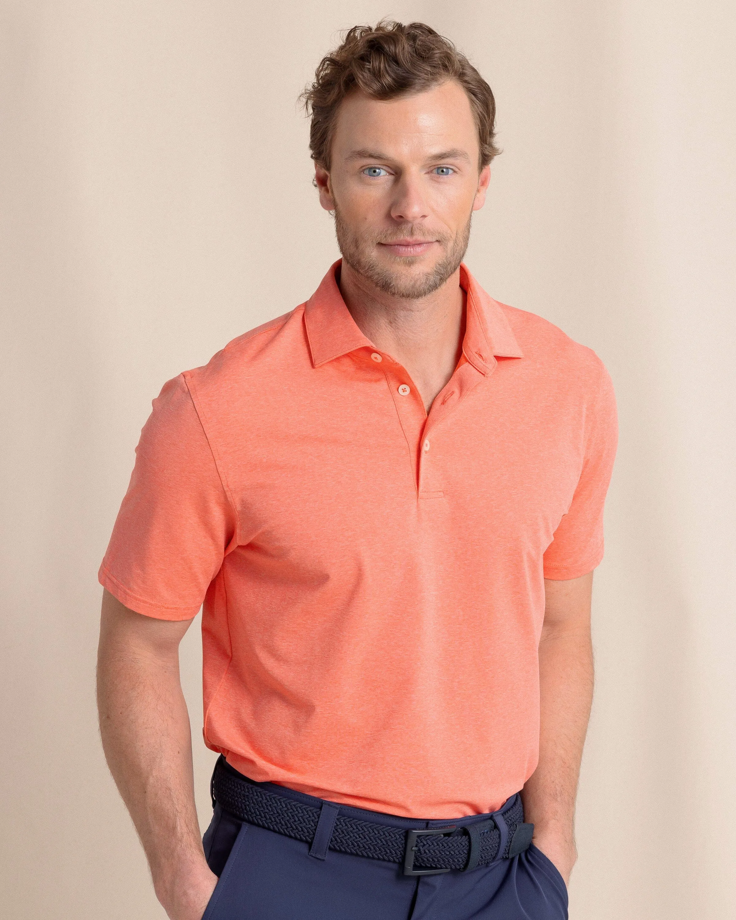 brrr°®-eeze Heather Performance Polo Shirt - Heather Melon sold by Southern Tide product image thumbnail 3