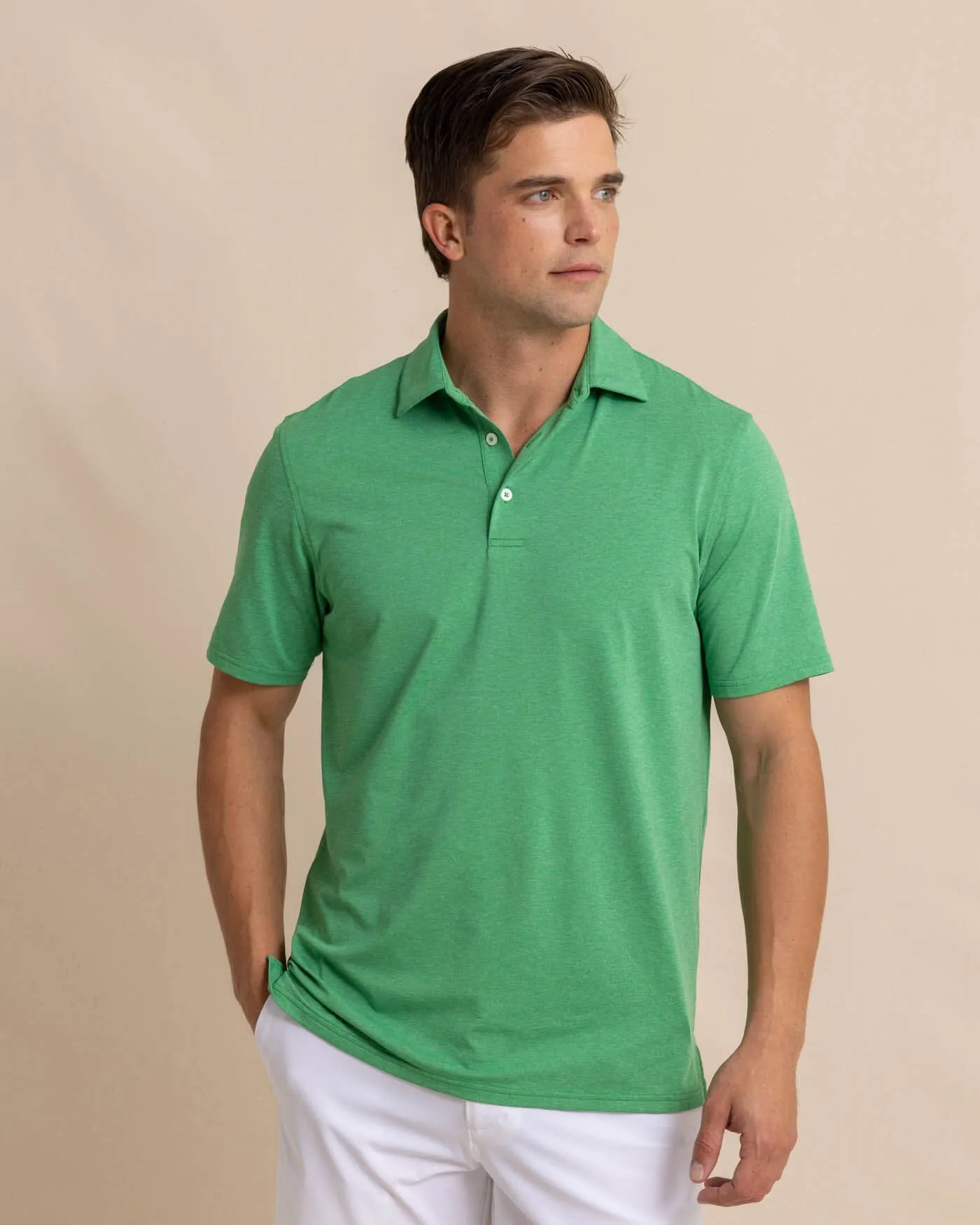 brrr°®-eeze Heather Performance Polo Shirt - Heather Kelly Green sold by Southern Tide
