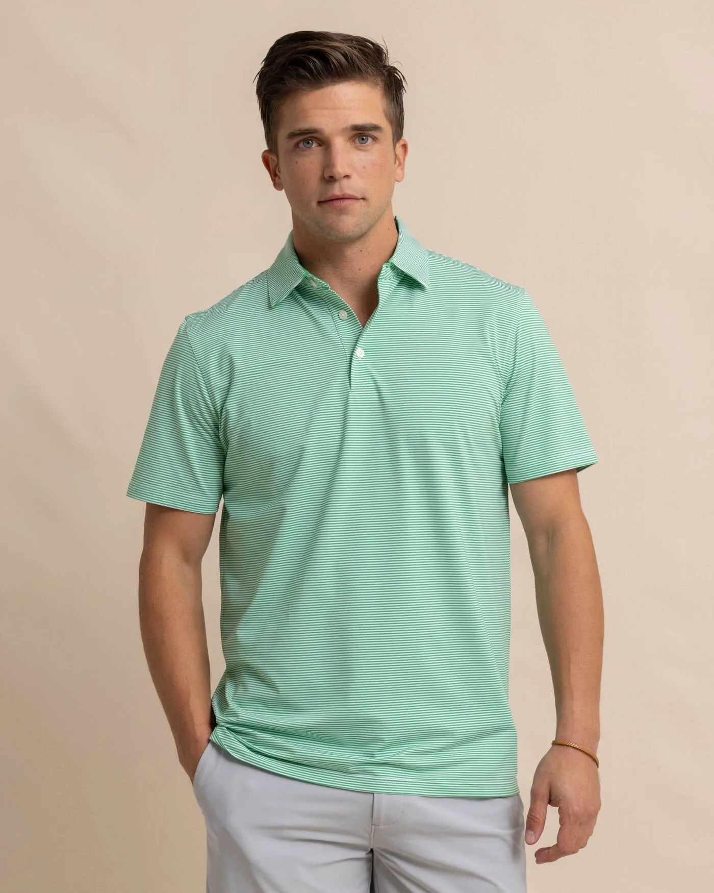 brrr°®-eeze Meadowbrook Stripe Polo - Lawn Green sold by Southern Tide