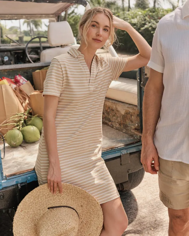 Demi Stripe Short Sleeve Polo Dress - Irish Cream sold by Southern Tide