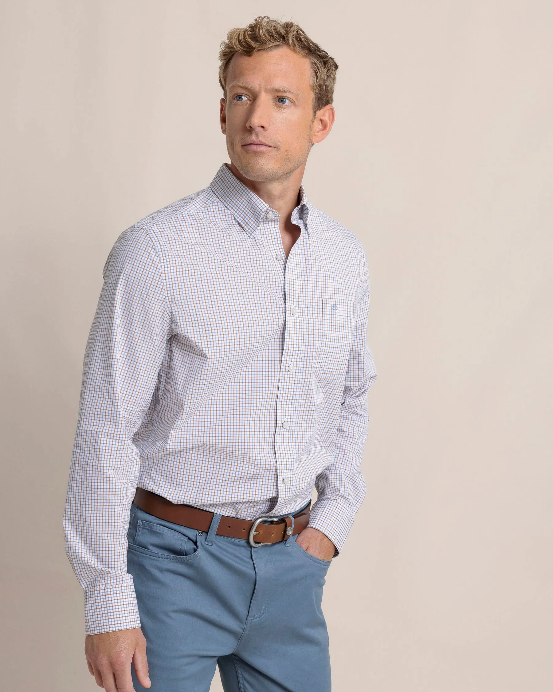 Charleston Summerton Plaid Sport Shirt - Ash Blue sold by Southern Tide product image thumbnail 5