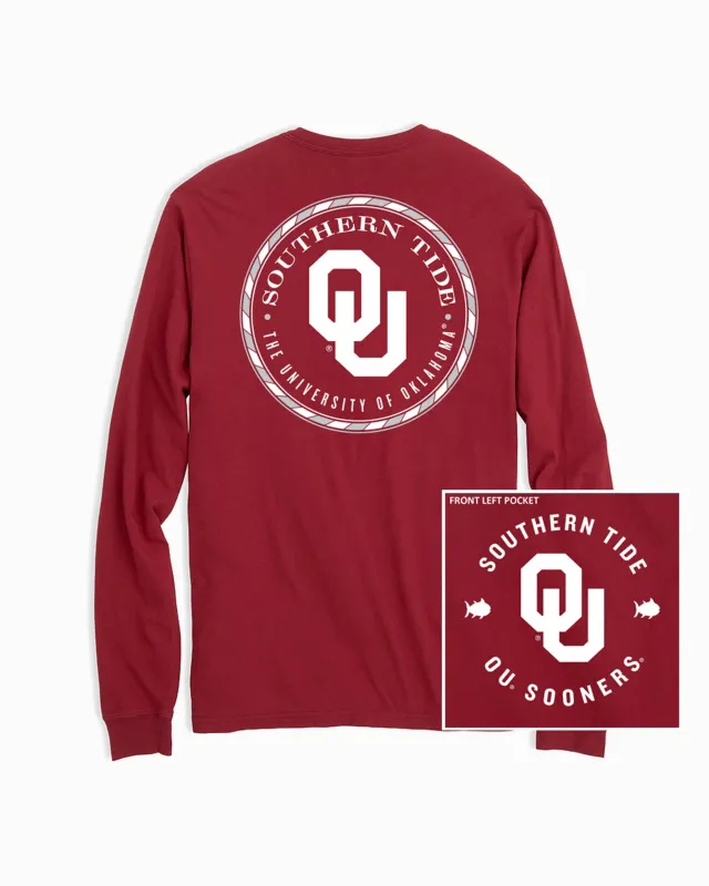 Oklahoma Sooners Long Sleeve Medallion Logo T-Shirt sold by Southern Tide