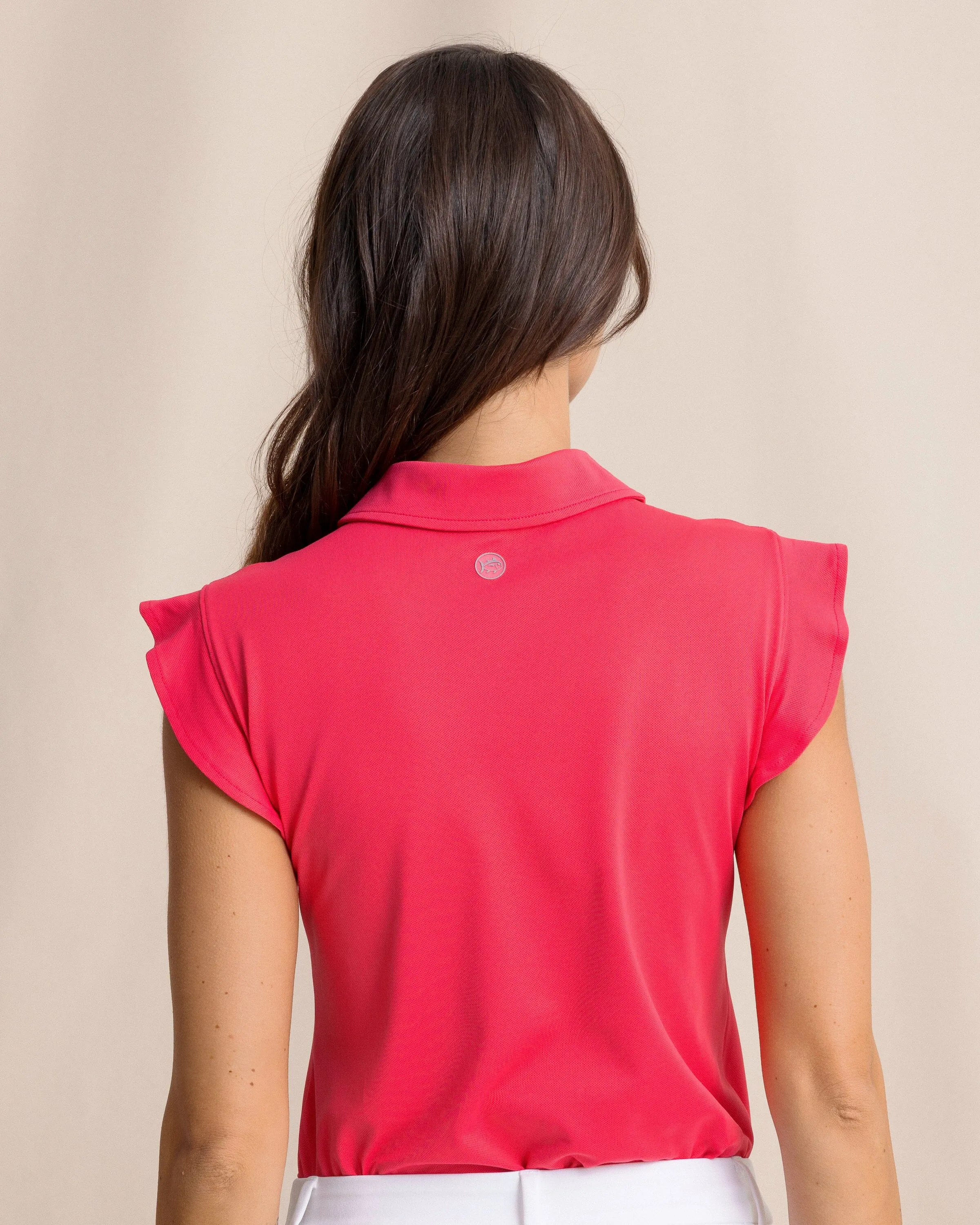 Dayna Active Ruffle Polo Tank - Calypso Berry sold by Southern Tide product image thumbnail 2