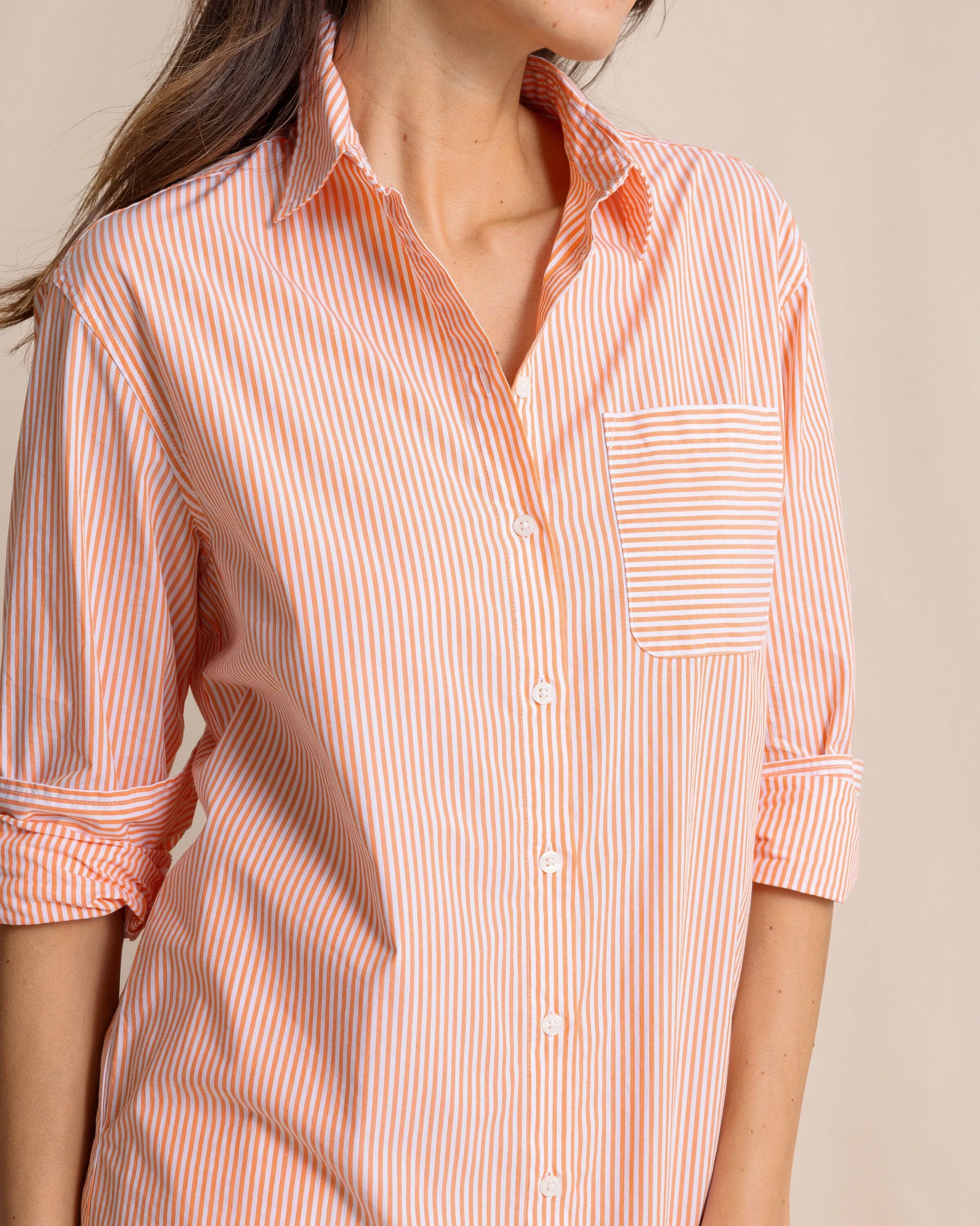 Cam Stripe Poplin Dress - Peach Parfait sold by Southern Tide product image thumbnail 4