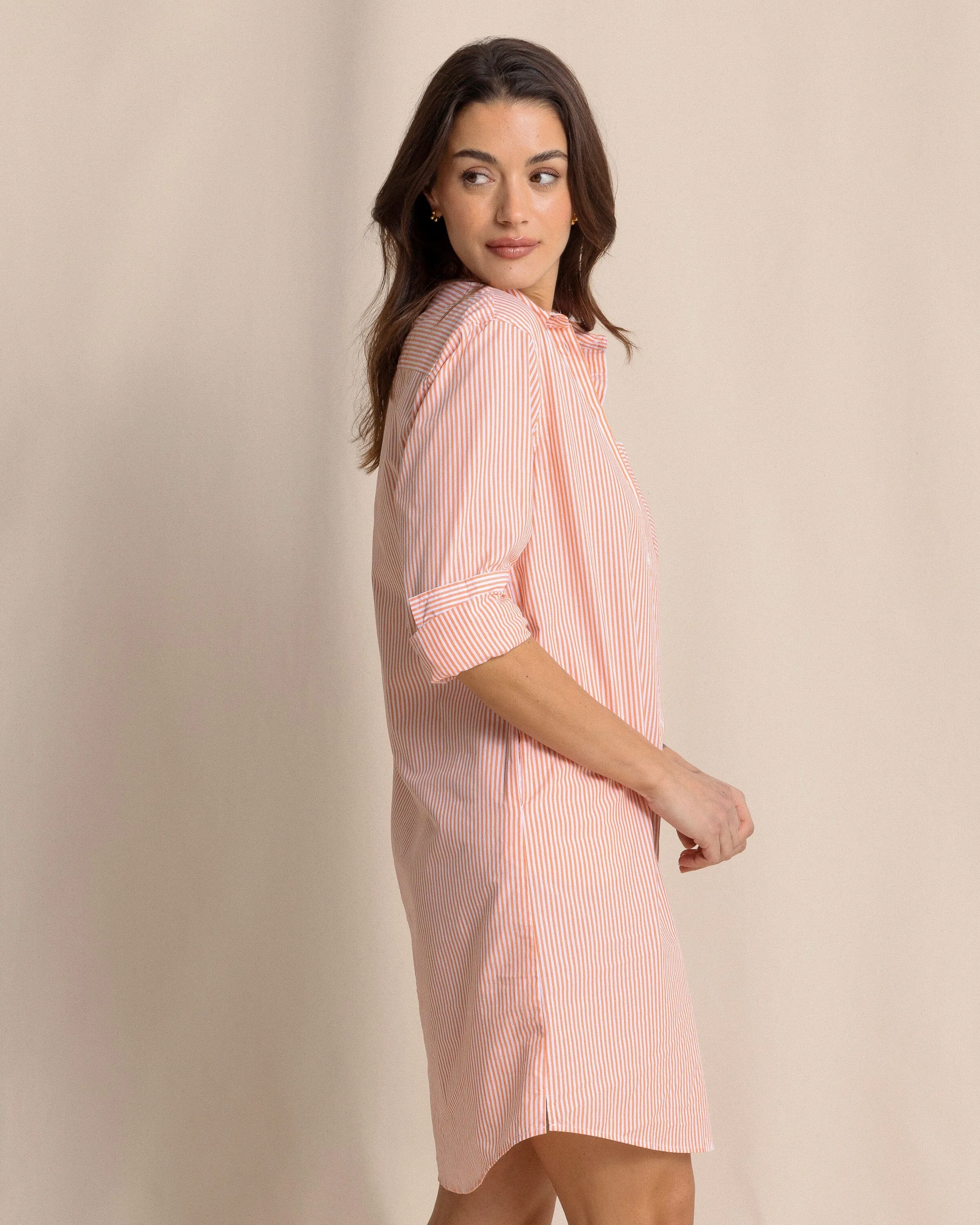 Cam Stripe Poplin Dress - Peach Parfait sold by Southern Tide product image thumbnail 5