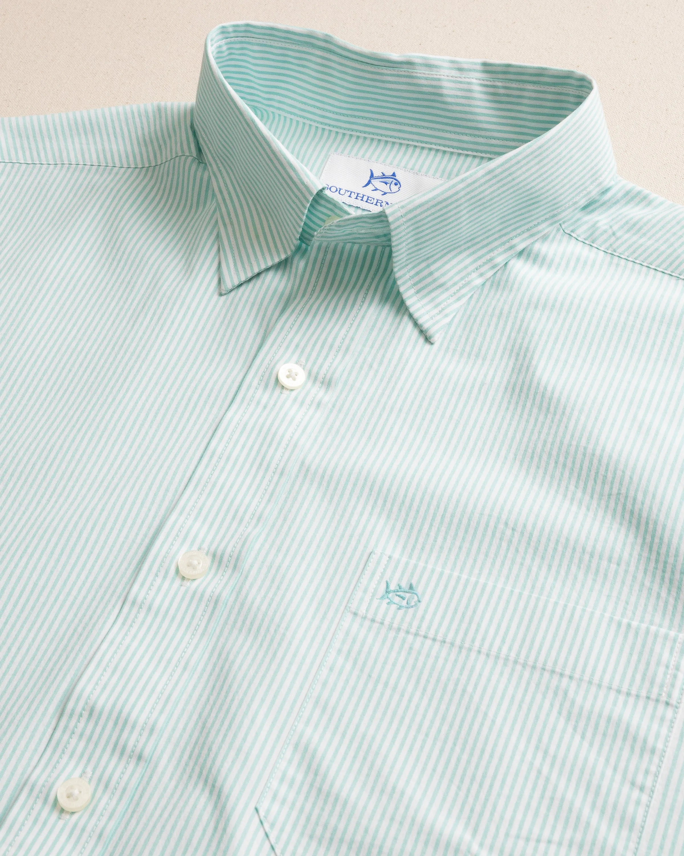 Charleston Granby Stripe Long Sleeve Sport Shirt - Mint sold by Southern Tide product image thumbnail 5