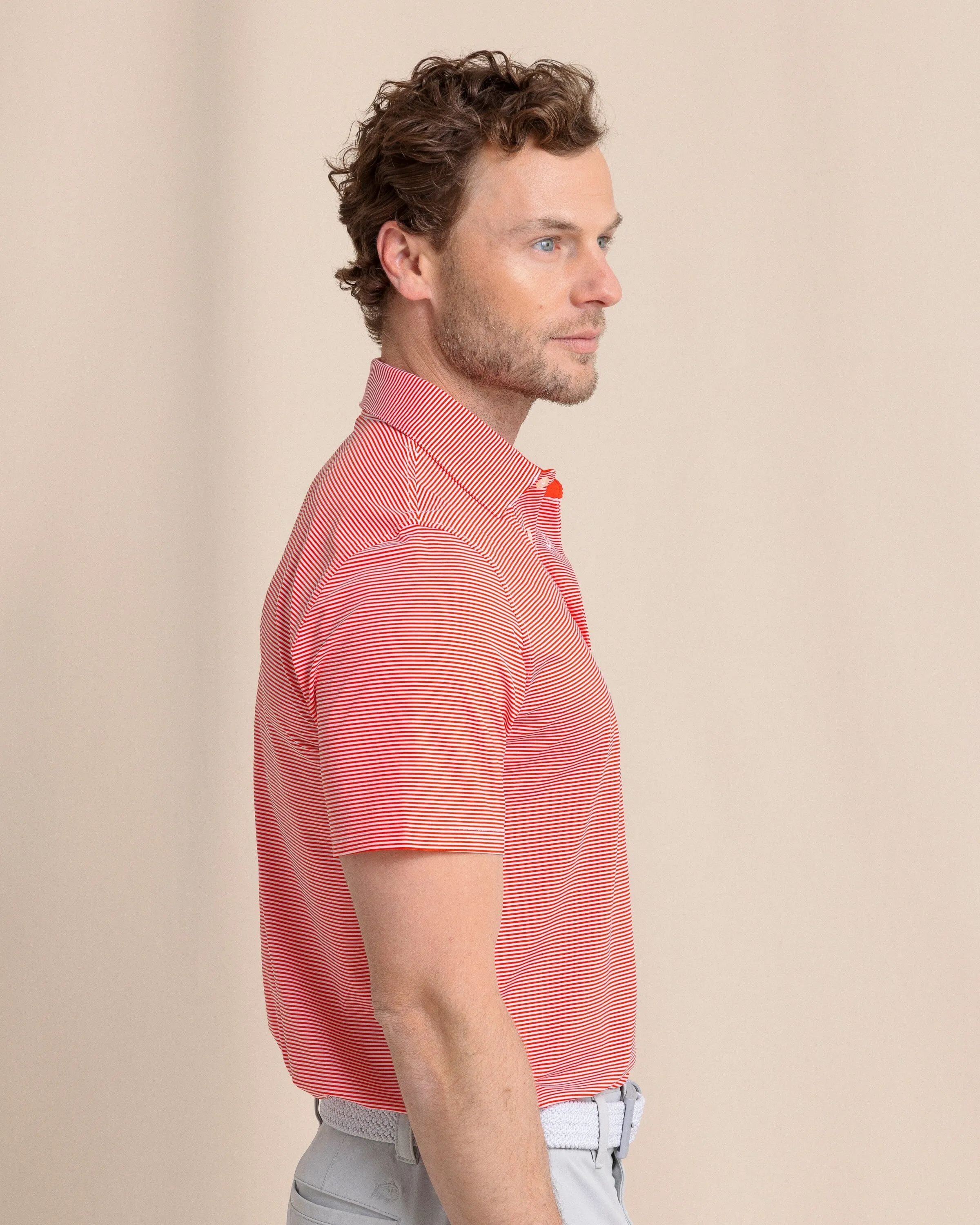 brrr°®-eeze Meadowbrook Stripe Polo - Poppy Red sold by Southern Tide product image thumbnail 5
