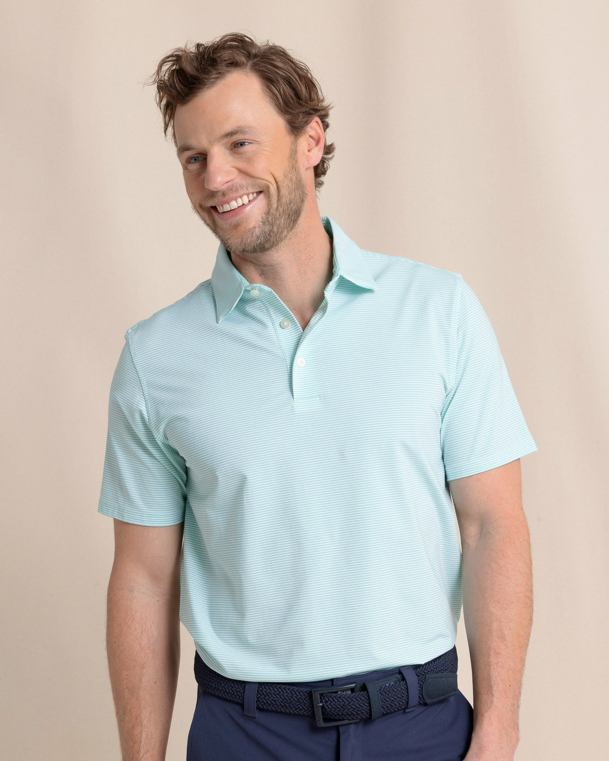 brrr°®-eeze Meadowbrook Stripe Polo - Mint sold by Southern Tide