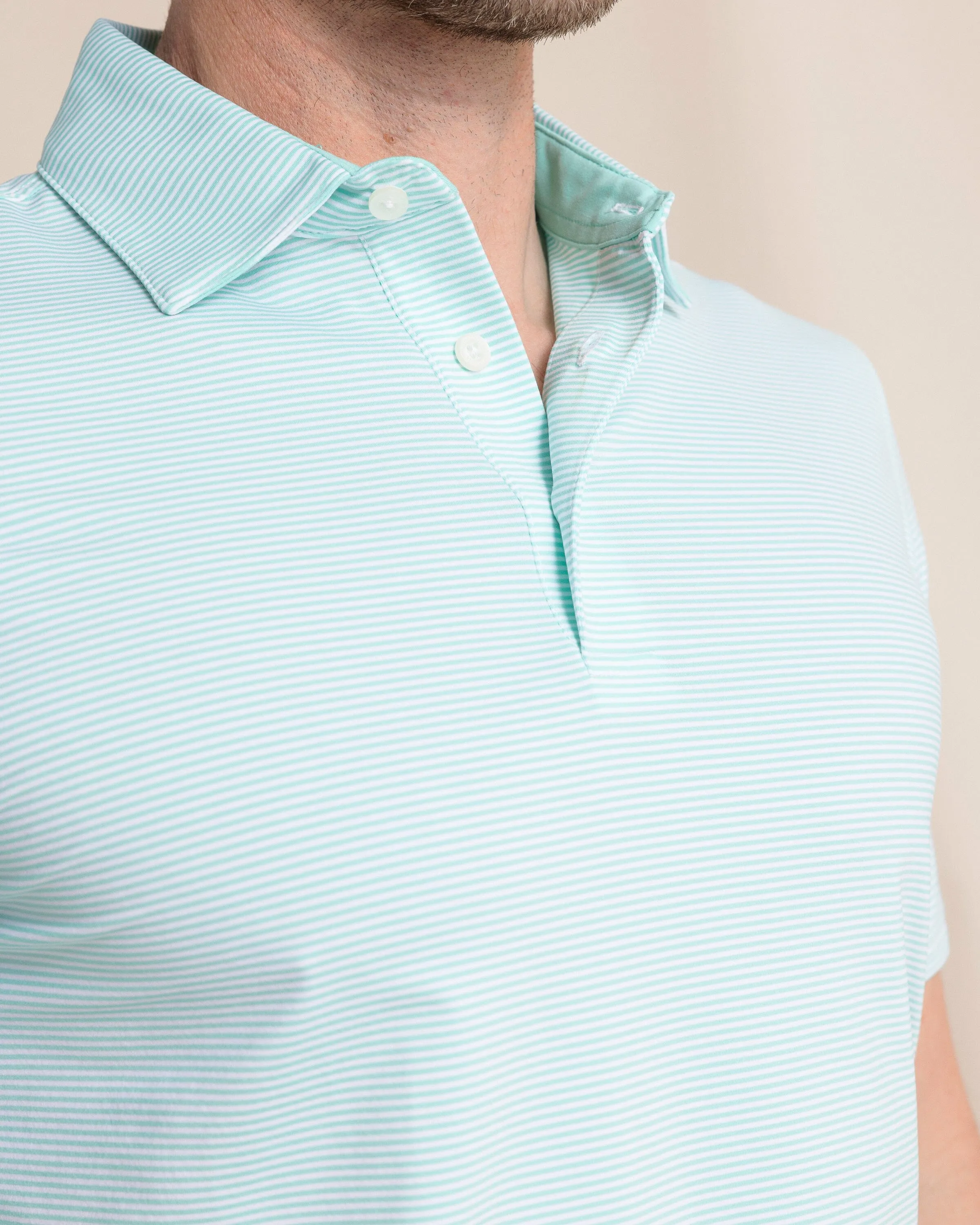 brrr°®-eeze Meadowbrook Stripe Polo - Mint sold by Southern Tide product image thumbnail 3