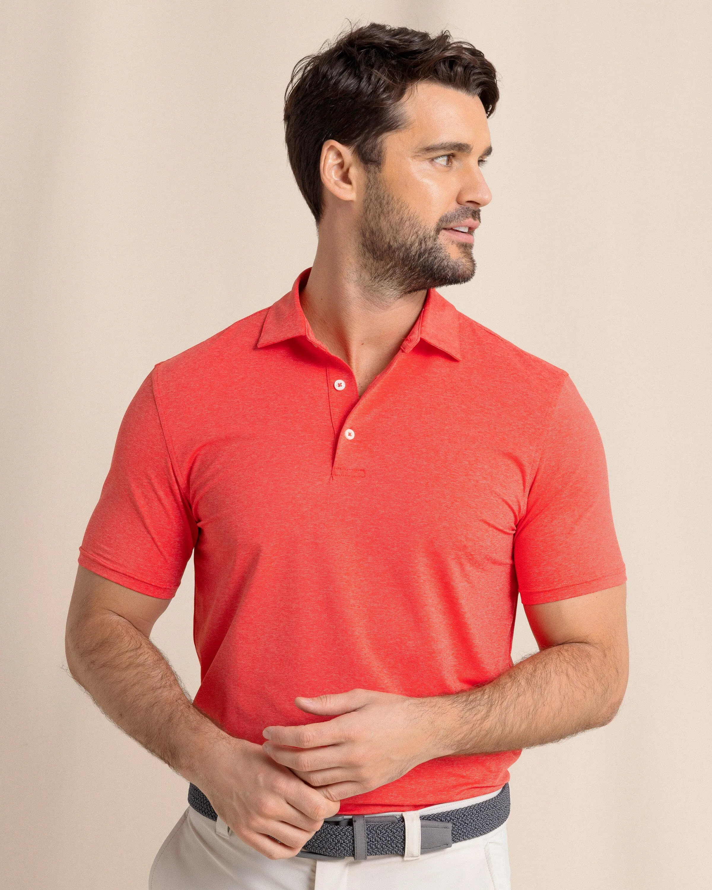 brrr°®-eeze Heather Performance Polo Shirt - Heather Poppy Red sold by Southern Tide product image thumbnail 3