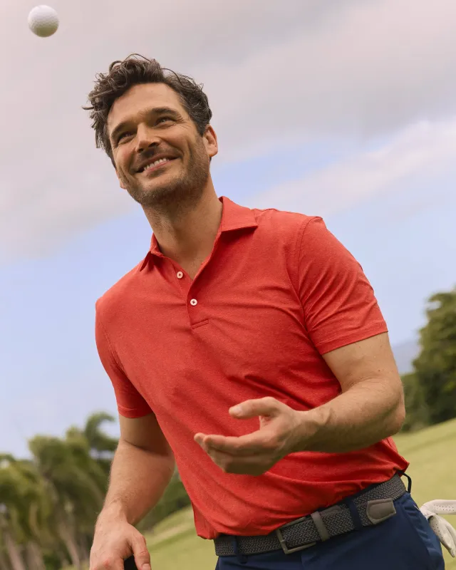brrr°®-eeze Heather Performance Polo Shirt - Heather Poppy Red sold by Southern Tide