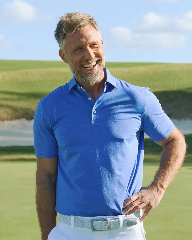 brrr°®-eeze Heather Performance Polo Shirt - Heather Dazzling Blue sold by Southern Tide