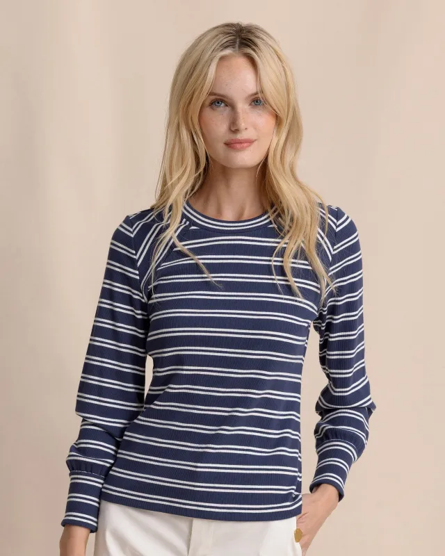 Molley Stripe Long Sleeve Rib Top sold by Southern Tide