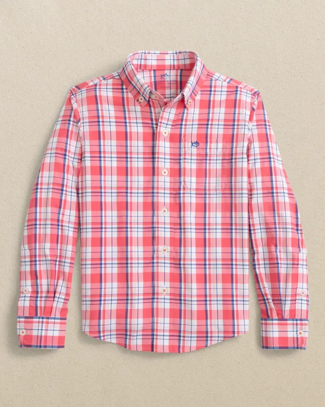 Boys Breakwater Plaid Intercoastal Long Sleeve Sport Shirt sold by Southern Tide