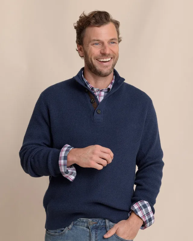 Bass Creek Heather Quarter Button Sweater sold by Southern Tide