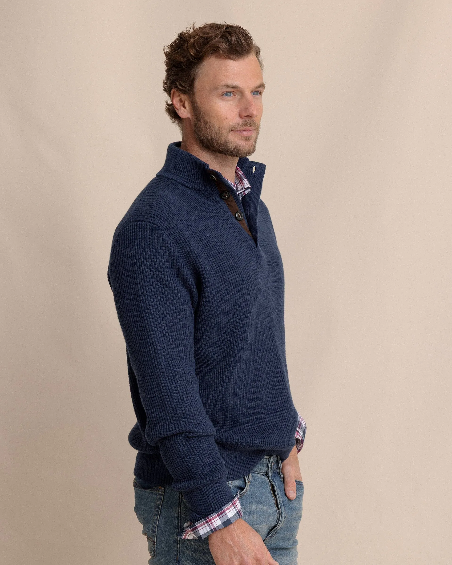 Bass Creek Heather Quarter Button Sweater sold by Southern Tide product image thumbnail 4