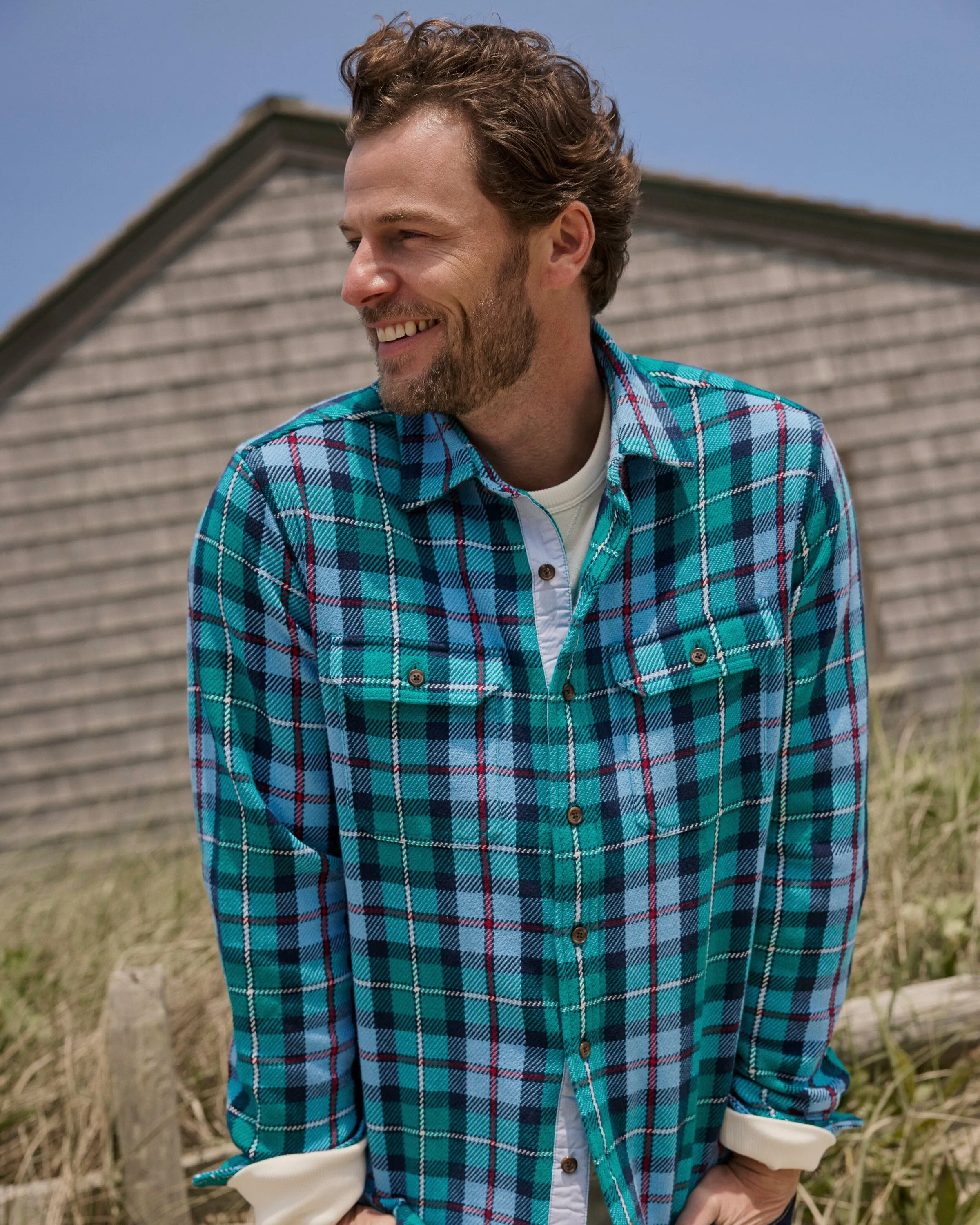 Beach Bluff Plaid Twill Shirt sold by Southern Tide