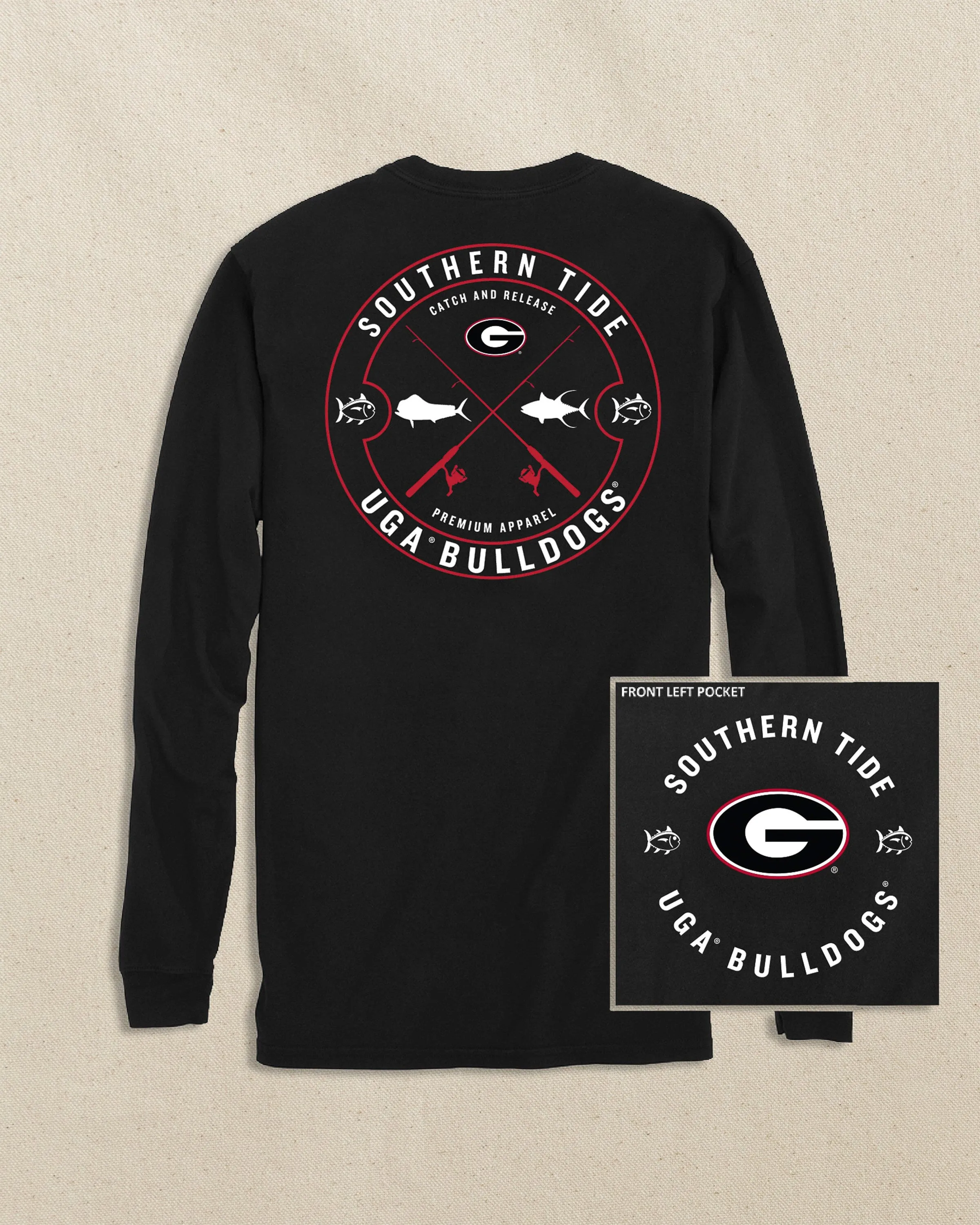 Georgia Bulldogs Oval G Catch and Release Long Sleeve T-Shirt sold by Southern Tide