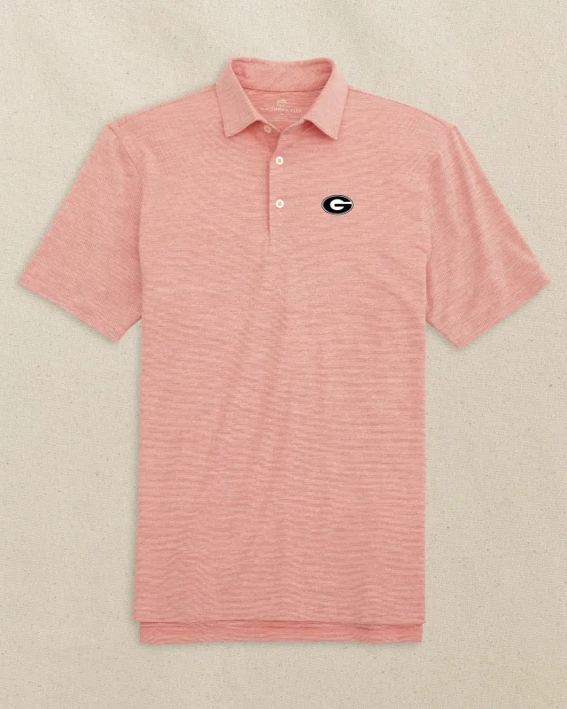 Georgia Bulldogs Oval G Driver Spacedye Polo sold by Southern Tide
