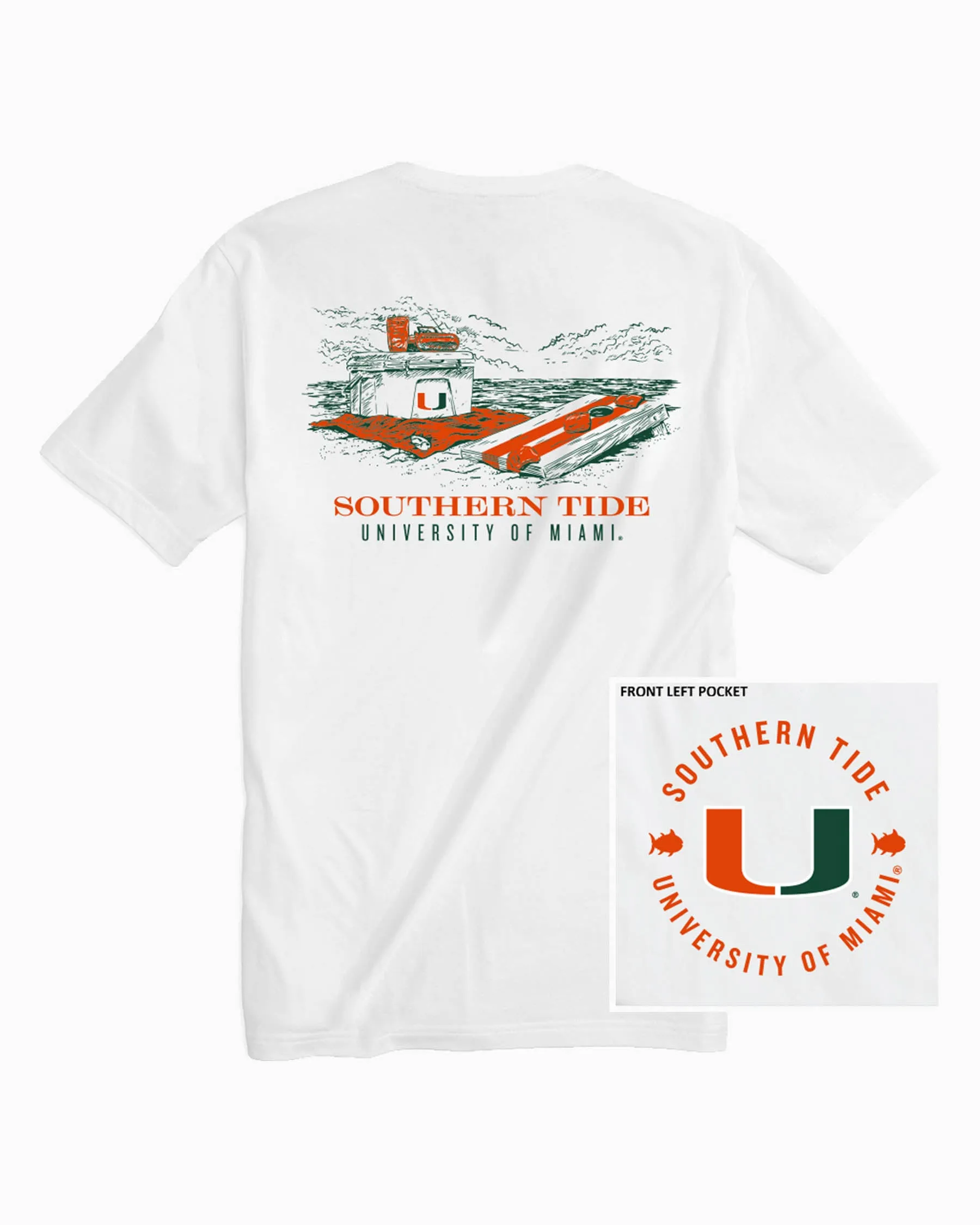 Miami Hurricanes Beach Cornhole T-Shirt sold by Southern Tide