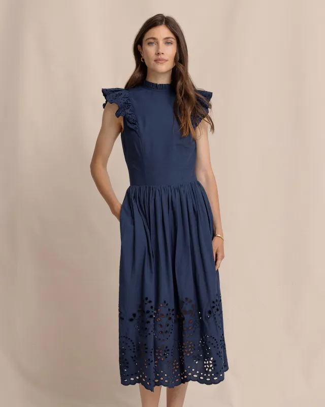 Rebekah Eyelet Midi Dress sold by Southern Tide