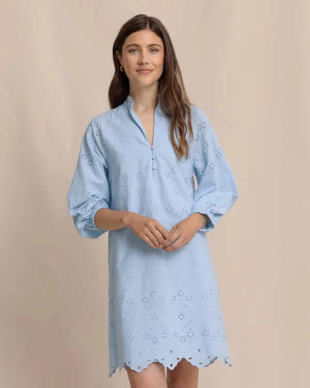 Mandy Embroidered Bubble Sleeve Dress sold by Southern Tide
