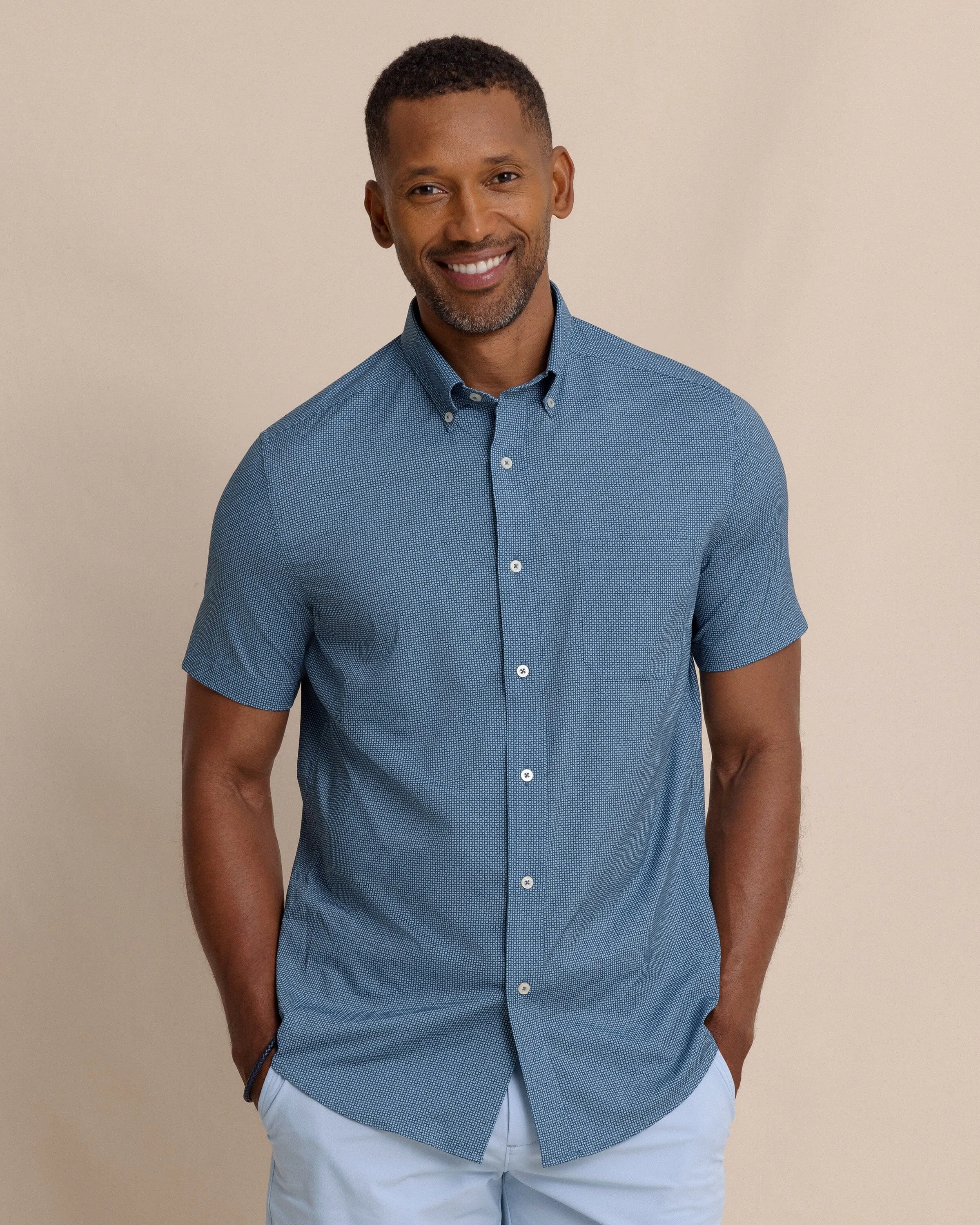 Eastport Heather brrr°® Intercoastal Short Sleeve Sport Shirt sold by Southern Tide product image thumbnail 3