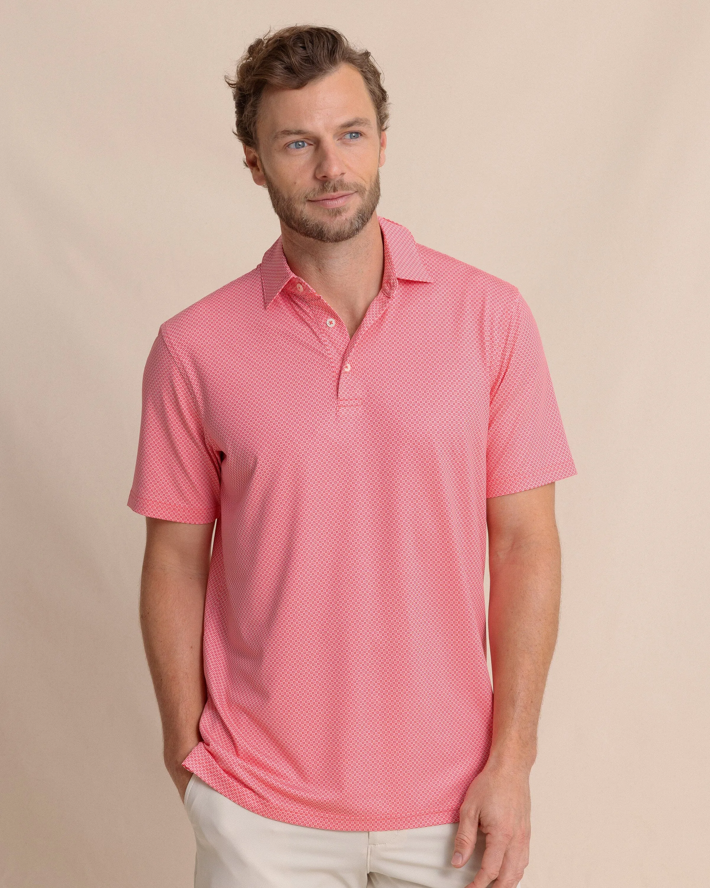 Driver Coastal Geo Printed Polo - Snapper sold by Southern Tide
