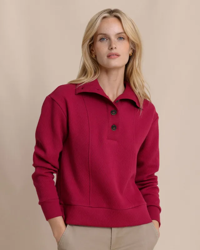 Tonya Button Mock Pullover - Carolina Plum sold by Southern Tide