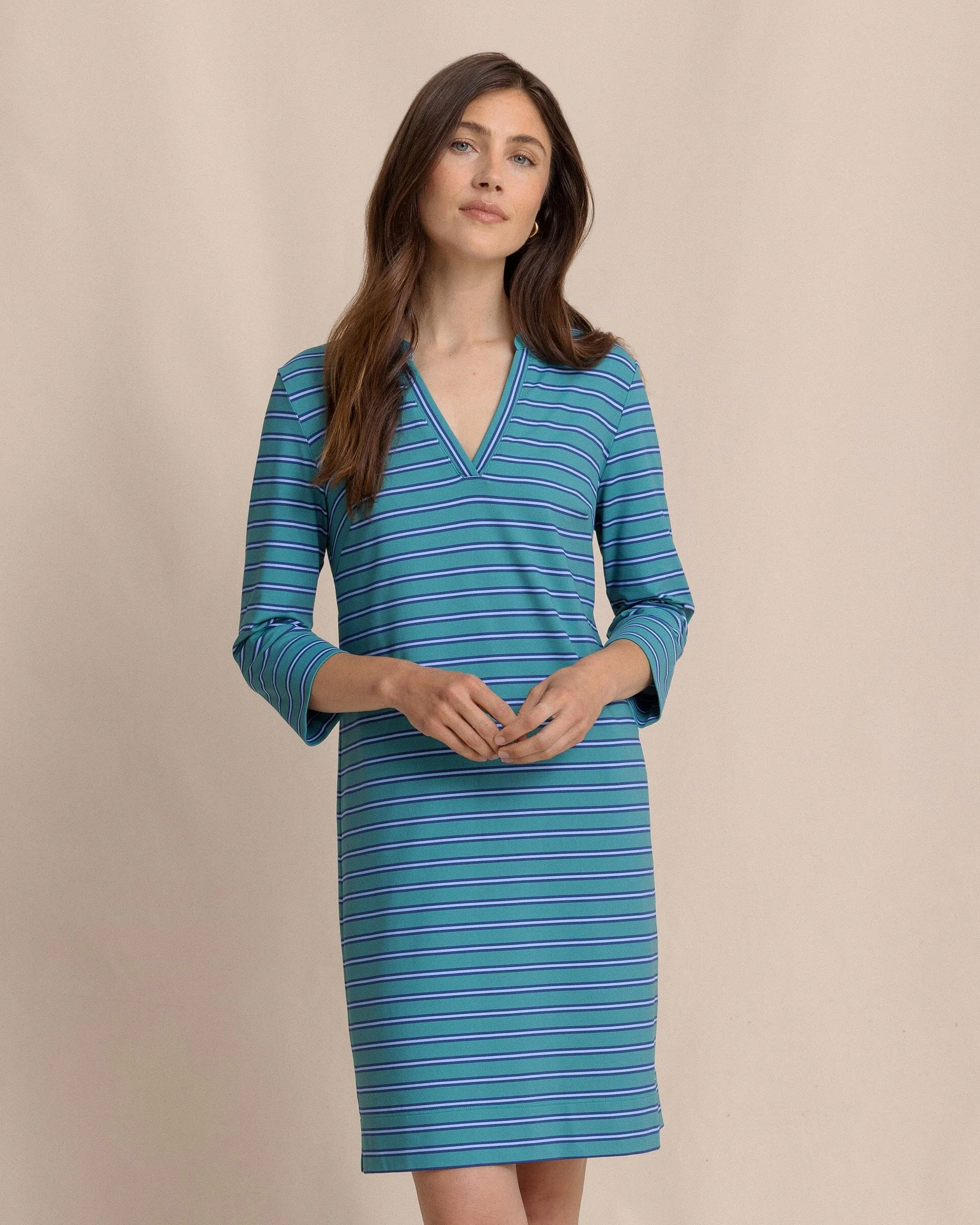 Alicia Stripe Dress - Spruce Shade sold by Southern Tide