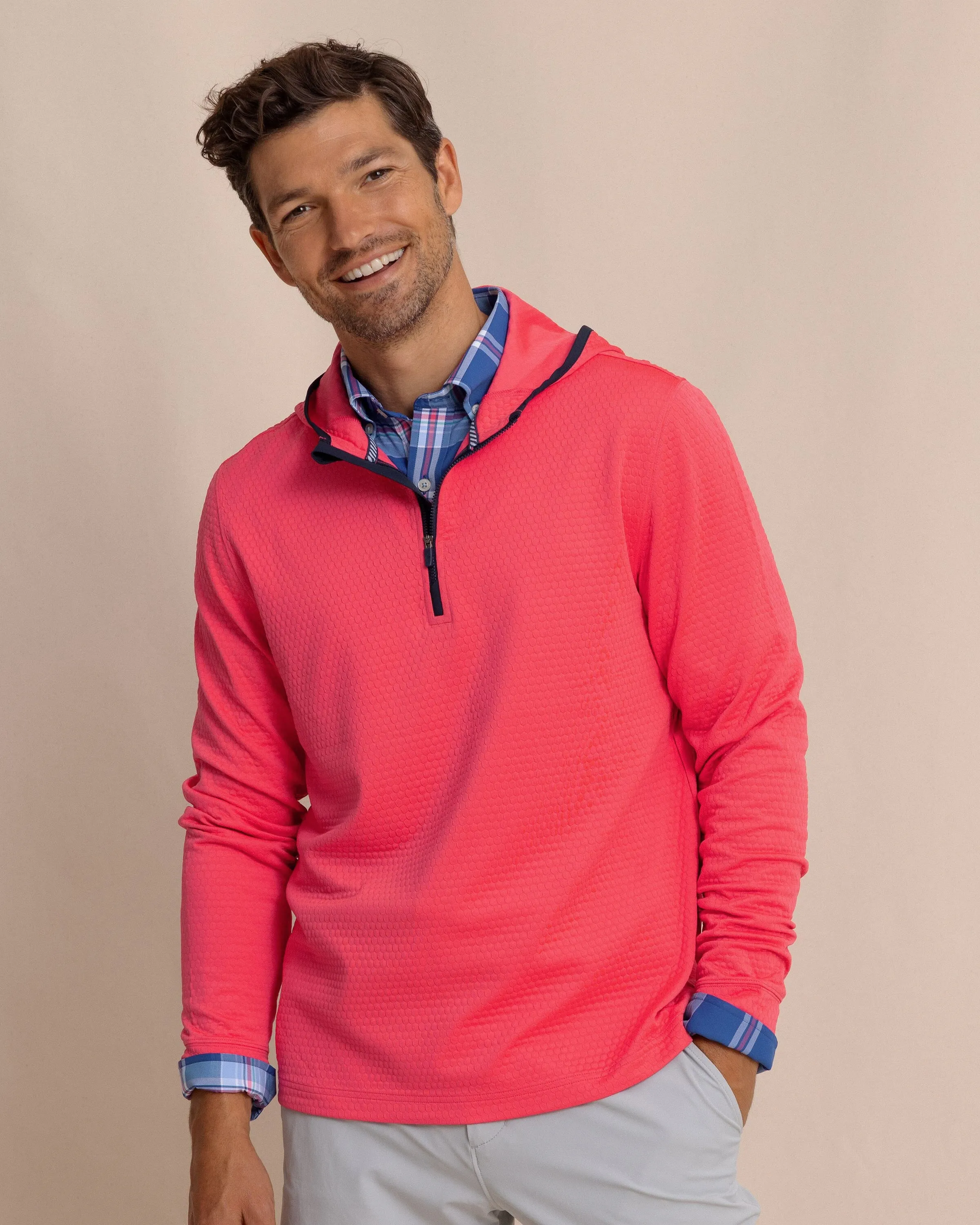 Scuttle Performance Quarter Zip Hoodie - Heather Snapper sold by Southern Tide