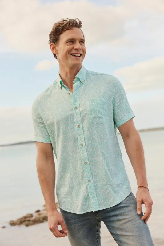 Beach Palms Linen Rayon Short Sleeve Sport Shirt sold by Southern Tide