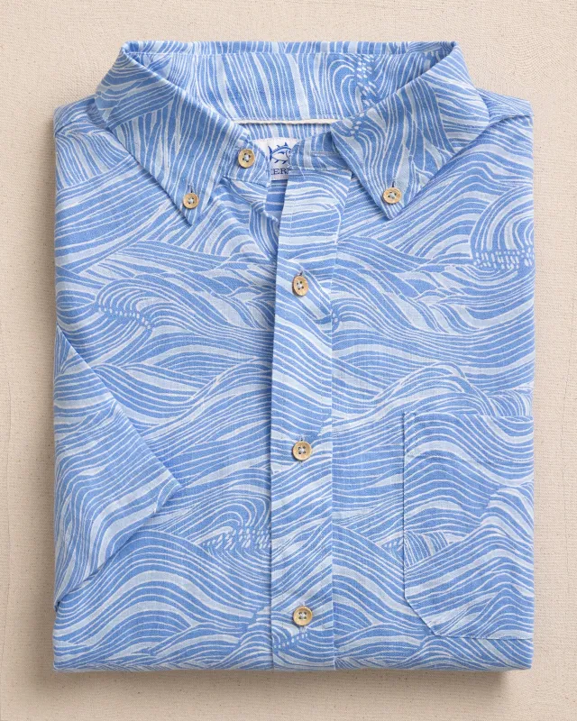 Rolling Waves Linen Rayon Short Sleeve Sport Shirt sold by Southern Tide