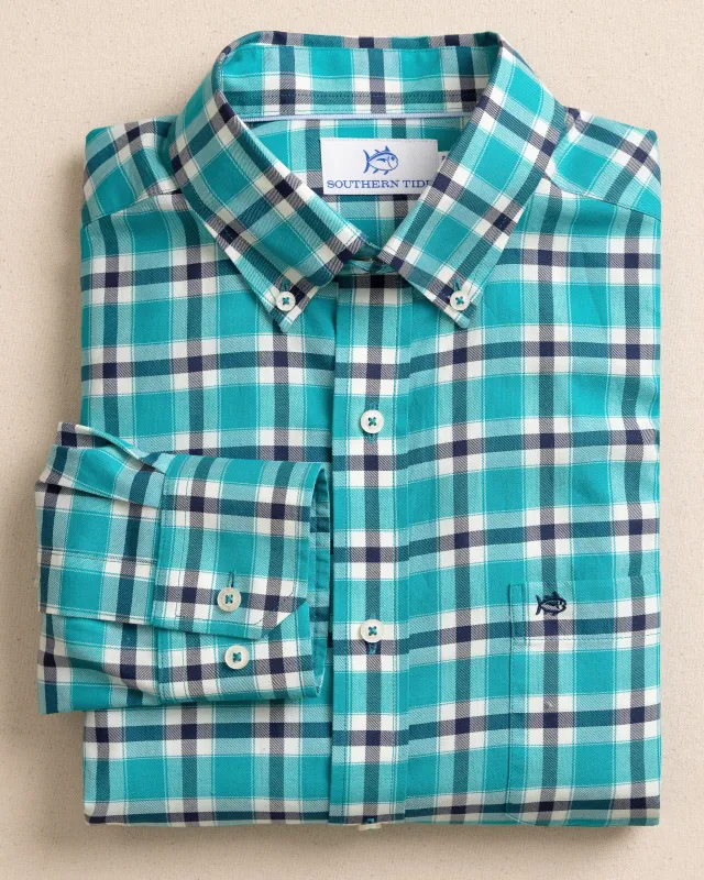 Beachrock Plaid Skipjack Sport Shirt - Spruce Shade sold by Southern Tide